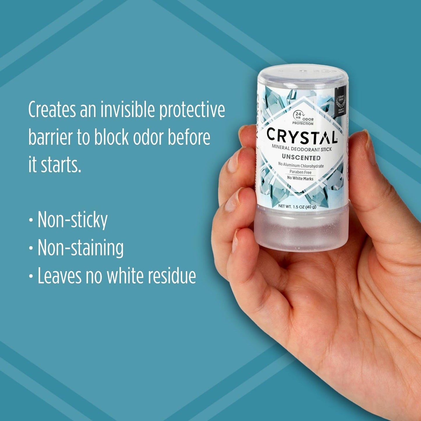 CRYSTAL™ Travel Stick Mineral Deodorant - Unscented Body Deodorant With 24-Hour Odor Protection, Non-Staining & Non-Sticky, Aluminum Chloride Beauty and Personal Care Crystal Essence