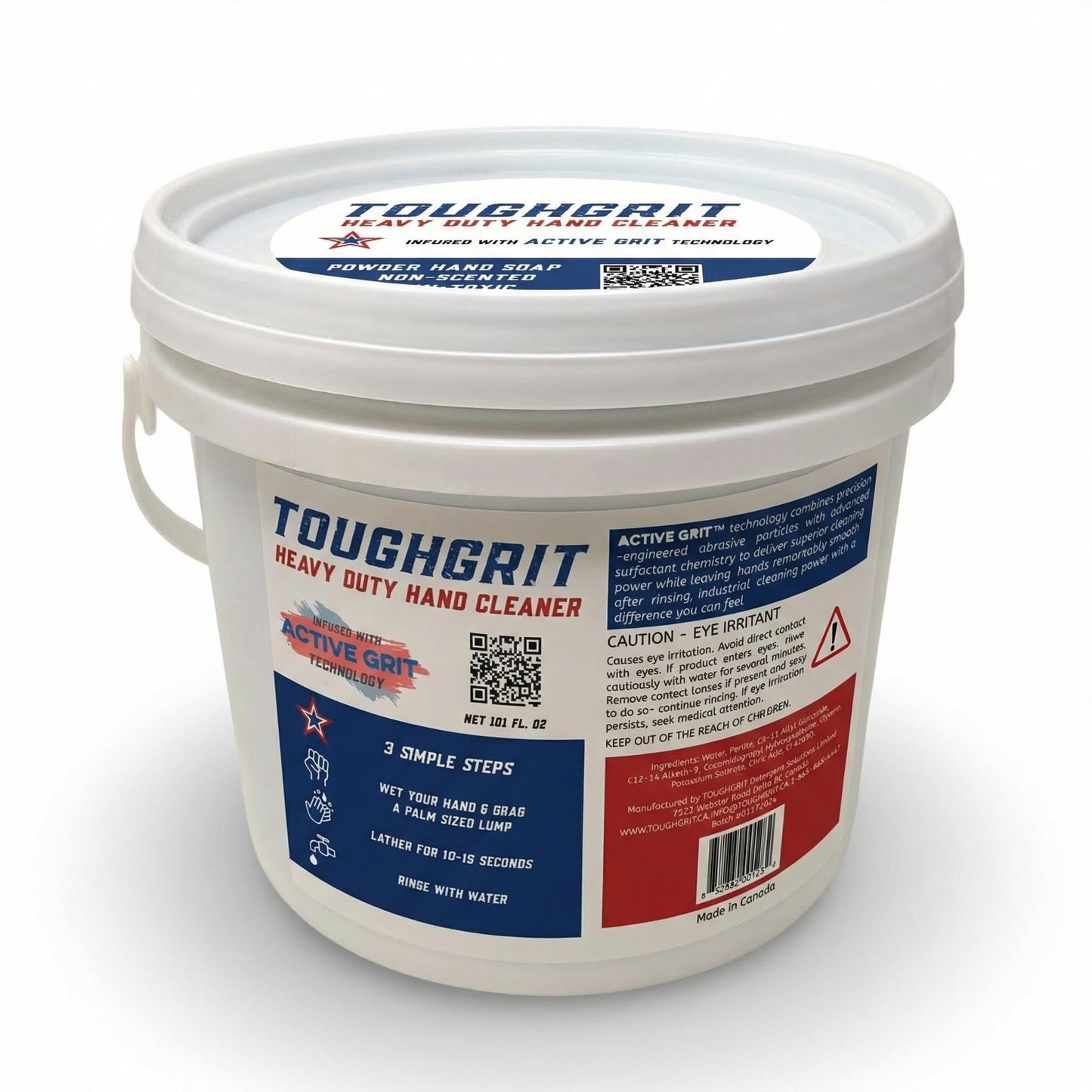 Toughgrit Heavy Duty Powder Hand Cleaner - Perlite Abrasive, Solvent-Free, Unscented - Cuts Grease, Oil, Paint & Industrial Grime - Skin-Safe