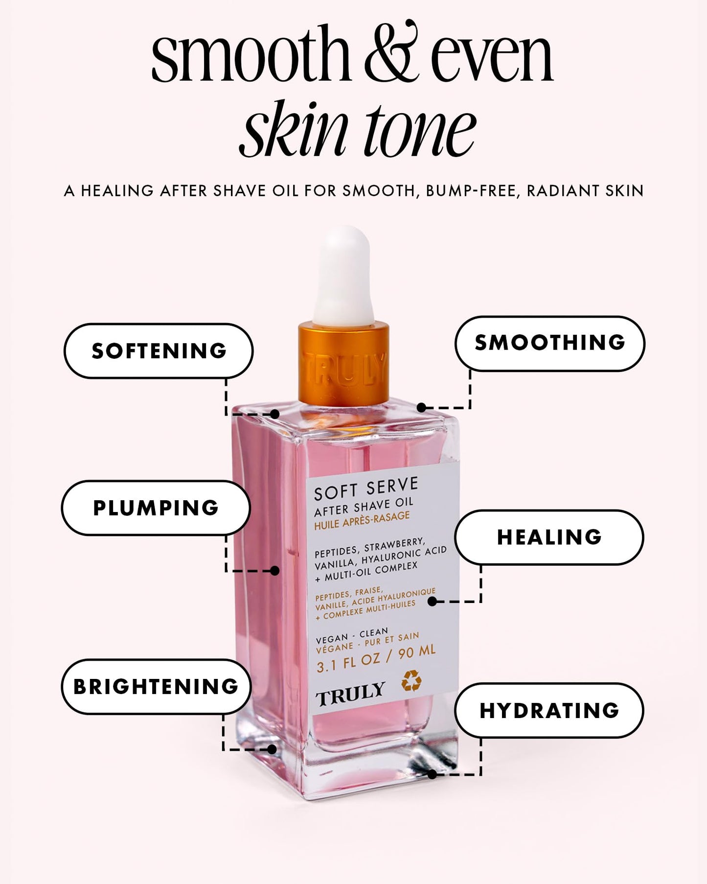Truly Beauty Soft Serve After Shave Oil | Hydrating Treatment for Ingrowns & Irritation | Peptides, Hyaluronic Acid & Strawberry Extract | Soothes Beauty and Personal Care Truly