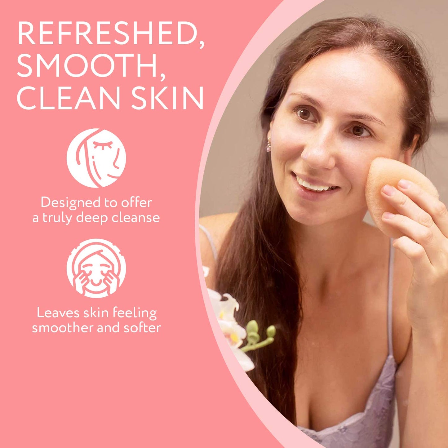 IMPRESA Face Scrubber Exfoliator Sponges - Regular Puff - Natural Medical-Grade Foam - 10 Pack Reusable Exfoliating Pads - Deep Cleanse & Dead Skin