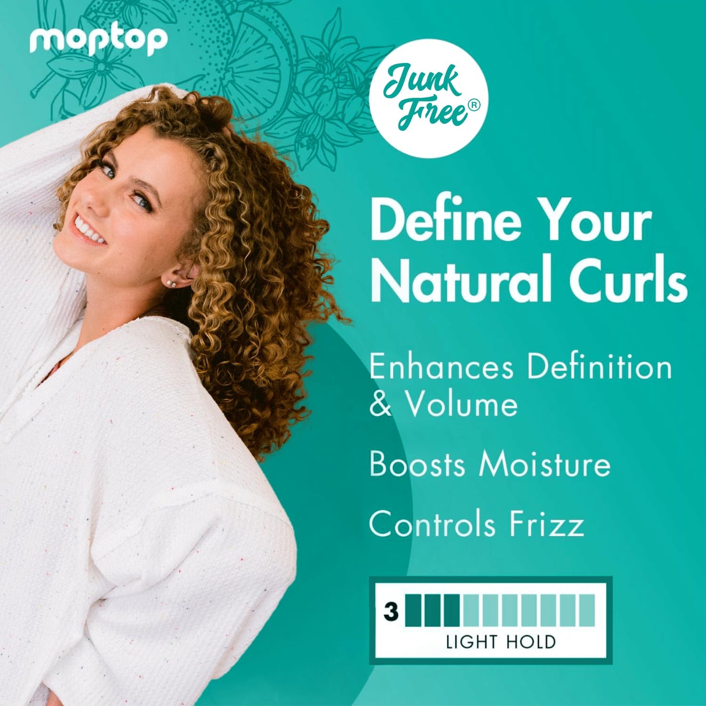 MopTop Curl Cream - Moisturizing Curl Activator for Frizz Control & Volume, Curl Styling Cream for Wavy, Curly & Coily Hair, Made with Junk-Free