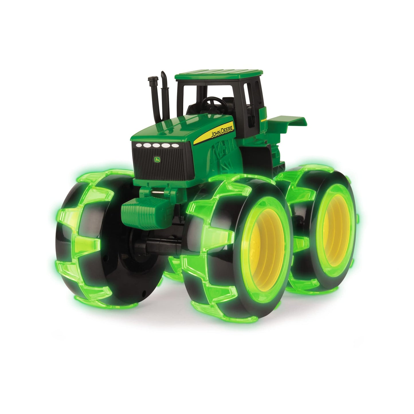 TOMY Monster Treads Lightning Wheels – John Deere Tractor Toy with Motion-Activated Light-Up Monster Truck Tires, Kids Ages 3+