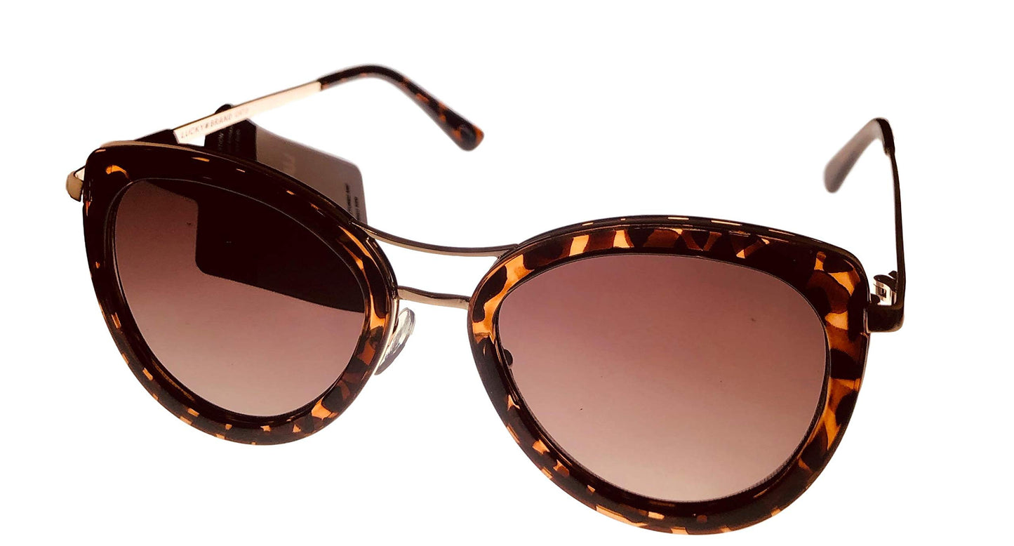 Lucky Brand Womens Tortoise Plastic Cateye Sunglass, Brown Lens Luna