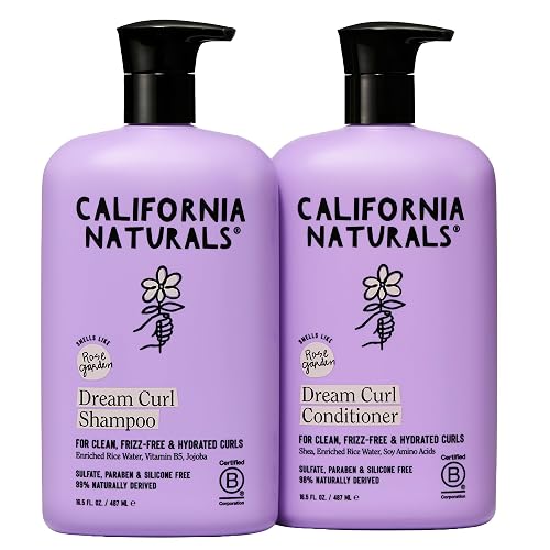 California Naturals Dream Curl Shampoo & Conditioner Set, Rice Water & Shea Butter for Soft Bouncy Frizz-Free Curls, For Women & Men, Vegan, Paraben