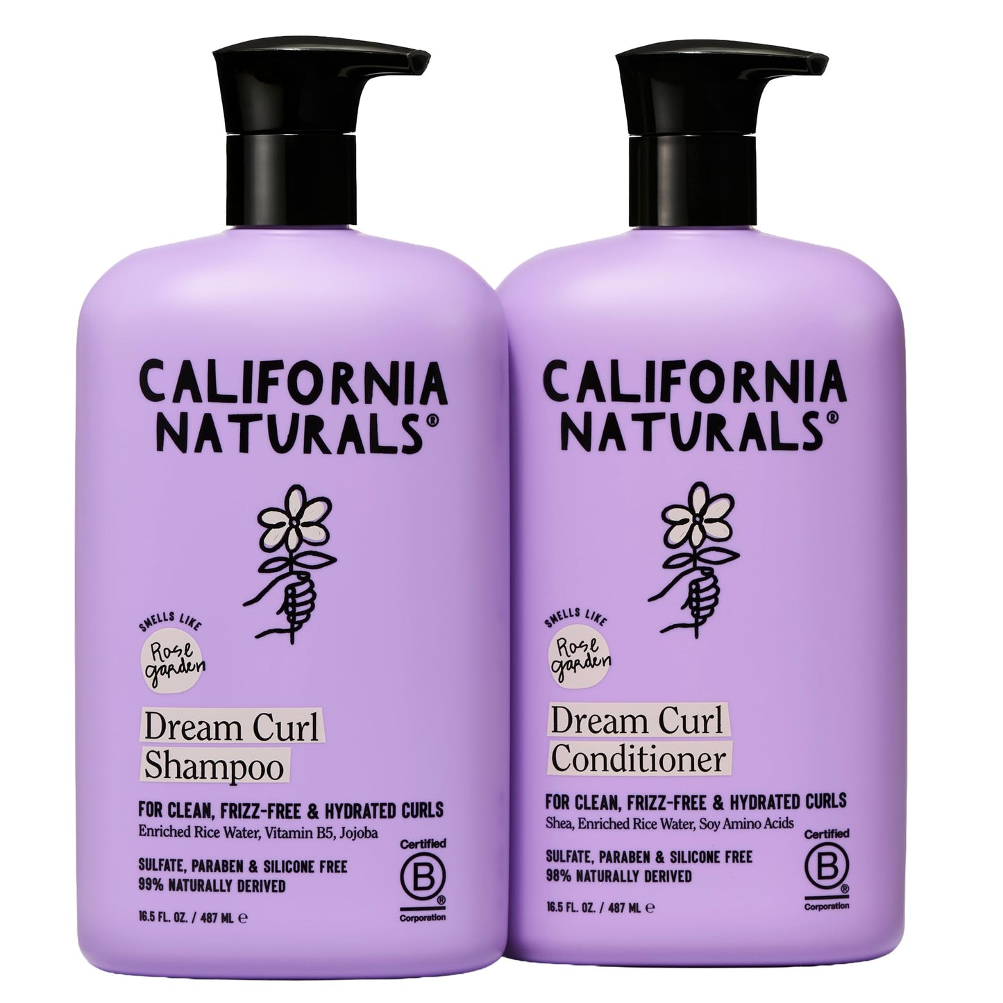 California Naturals Dream Curl Shampoo & Conditioner Set, Rice Water & Shea Butter for Soft Bouncy Frizz-Free Curls, For Women & Men, Vegan, Paraben