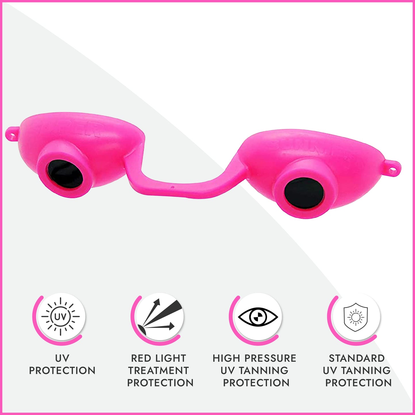 Super Sunnies Flexible UV Eye Tanning Bed Goggles w/Strap - Pink Beauty and Personal Care Super Sunnies