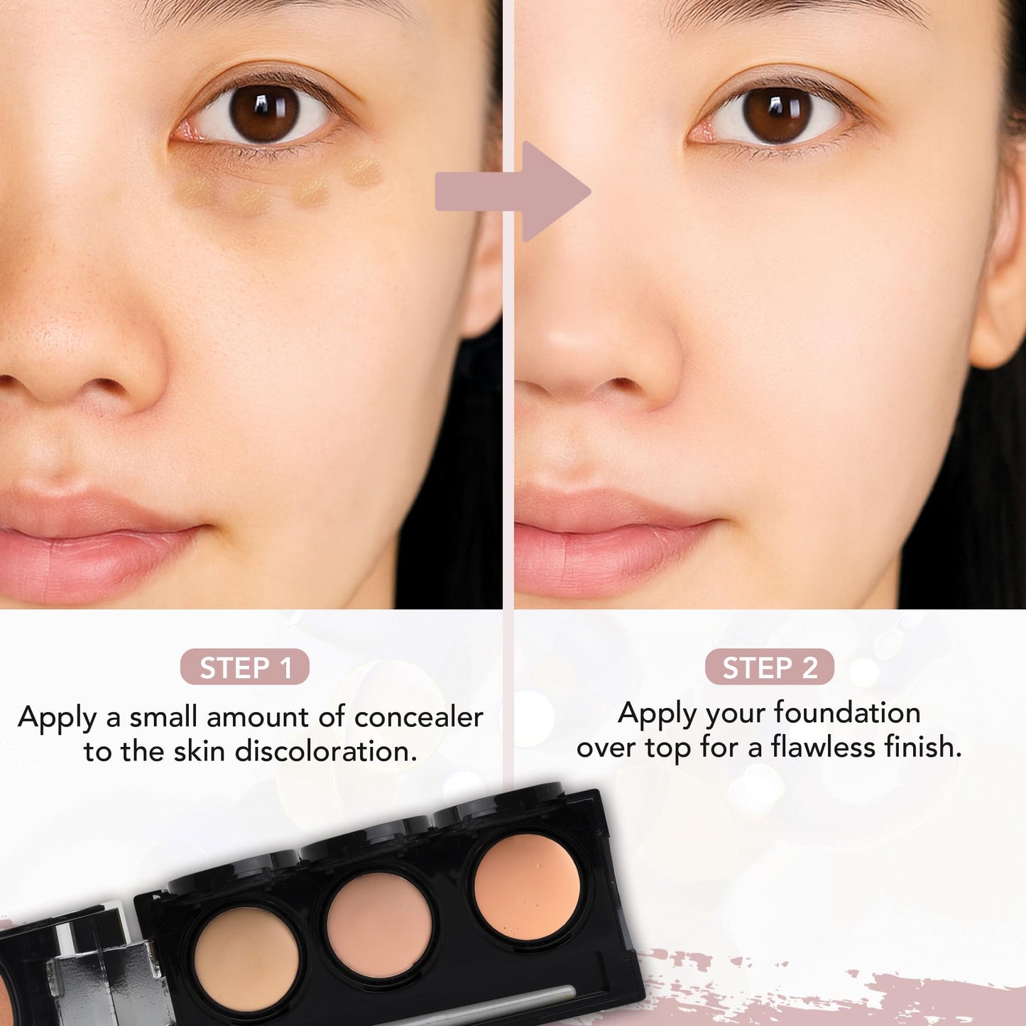Dermaflage Waterproof Concealer Palette (Light) - Concealer Full Coverage, Matte Finish for Face & Body - Hides Dark Circles & Acne - Smudge Proof