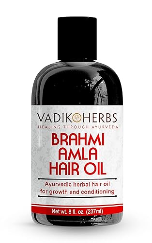 Vadik Herbs Brahmi Amla Hair Oil (8 oz) Ayurvedic herbal hair growth oil and hair conditioning oil with Rosemary Oil | Great for hair loss, balding