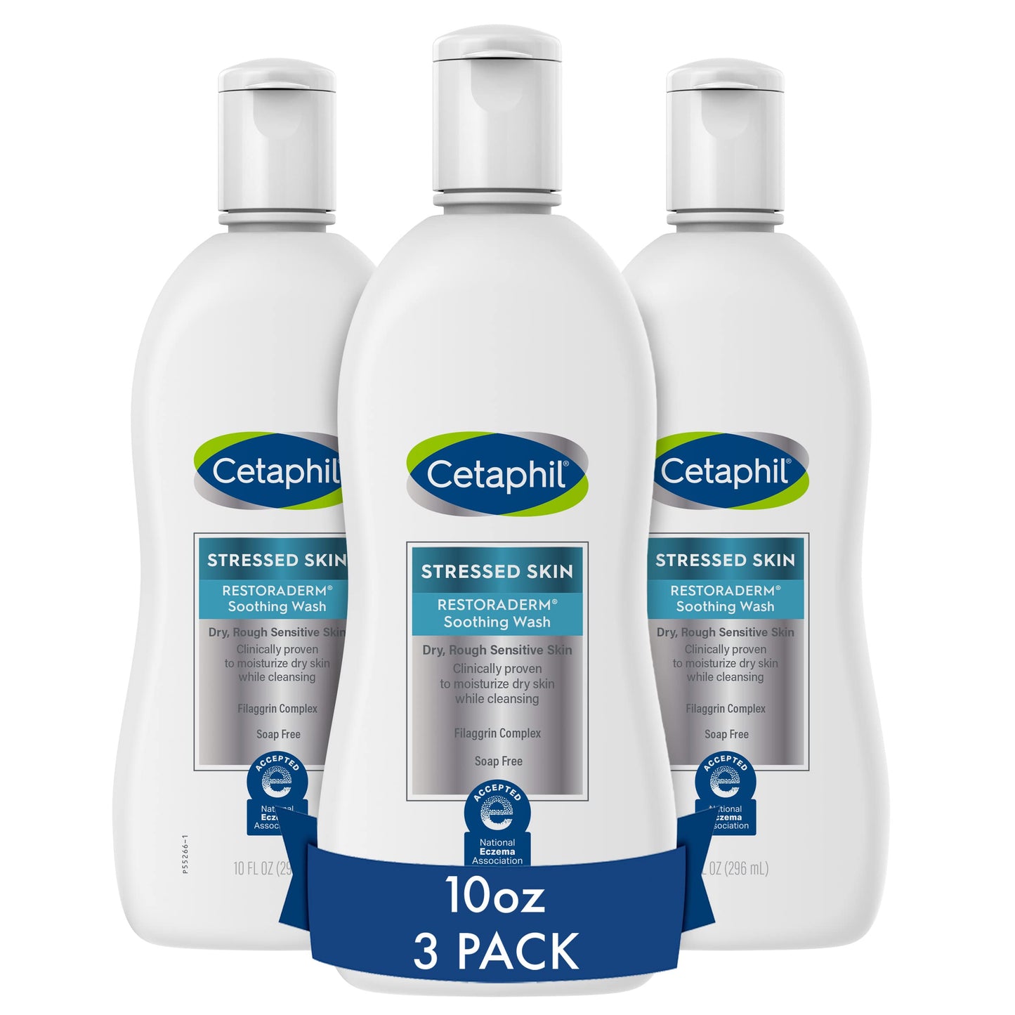 Cetaphil RESTORADERM Soothing Wash, 10 floz Pack of 3, Soothes Dry, Stressed Skin, Hypoallergenic, Soap & Paraben Free, National Eczema Association