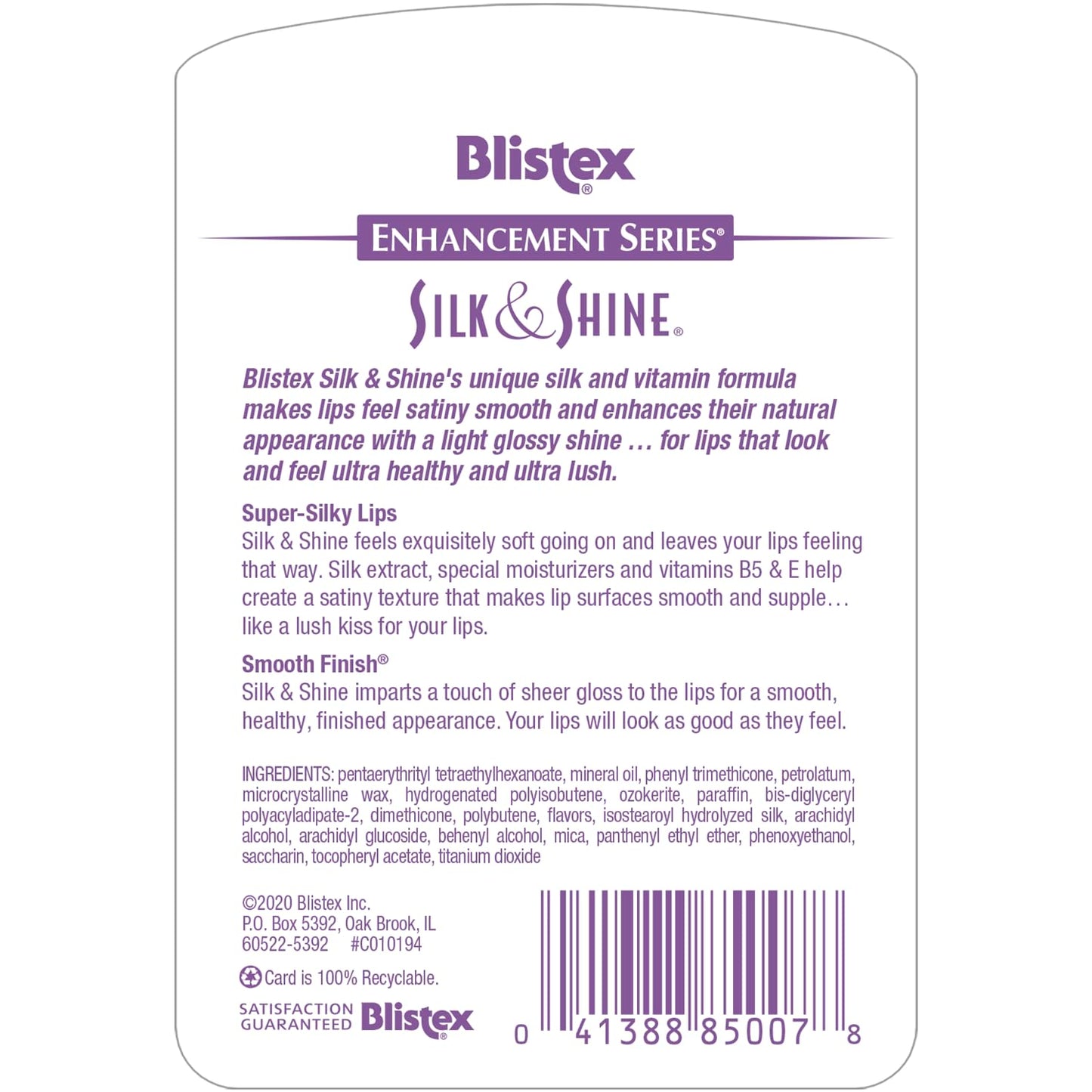 Blistex Silk & Shine Lip Moisturizer - Enhancement Series, Real Silk Extract, Infused with Vitamins B5 & E, 0.13 oz (3.69 g) Beauty & Personal Care Blistex