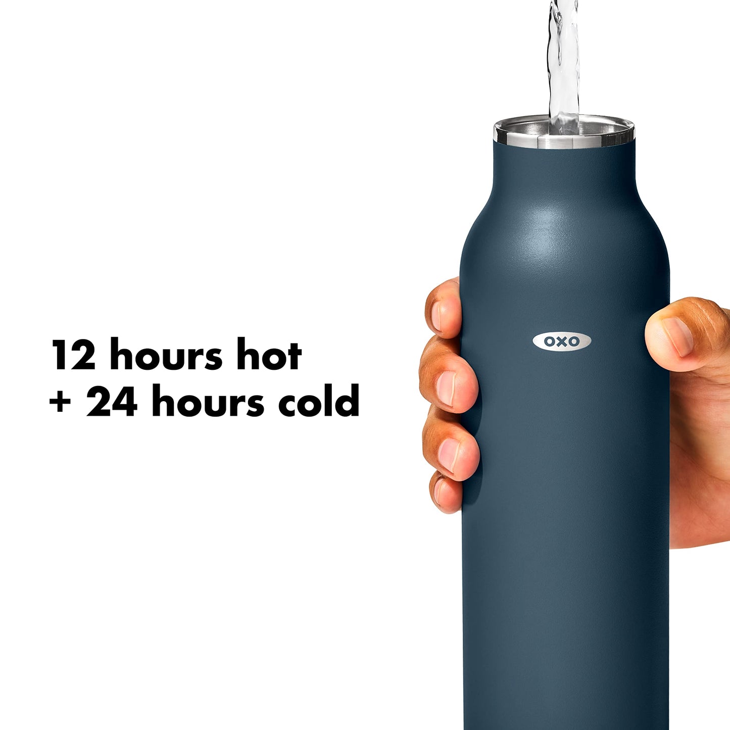 OXO Strive 24oz Insulated Water Bottle with Standard Lid - Dark Cobalt