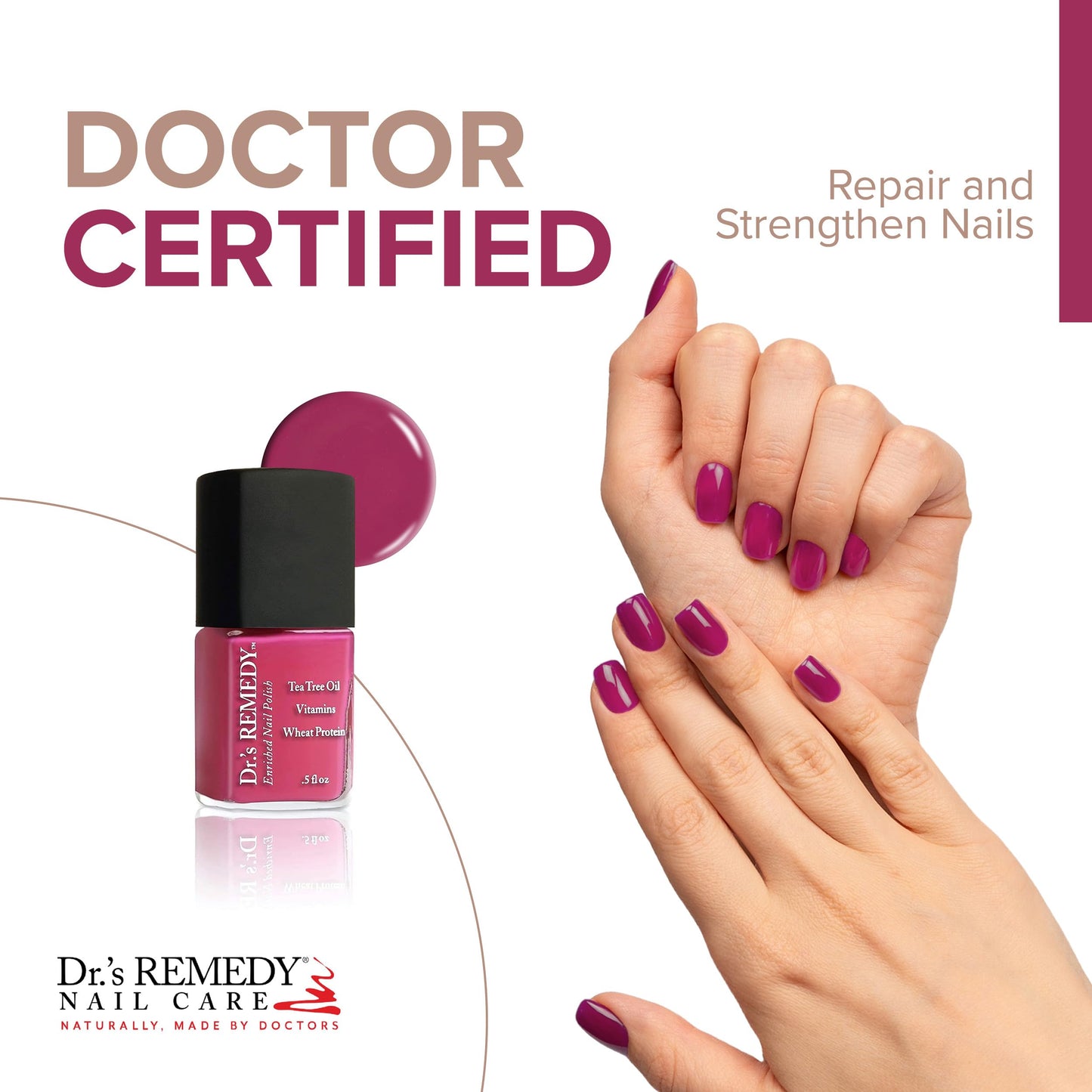 Dr’s Remedy Enriched Nail Polish: Non Toxic, All Natural, and Organic - Doctor Formulated: Strengthens, Restores, Heals, and Protects '24-Free'