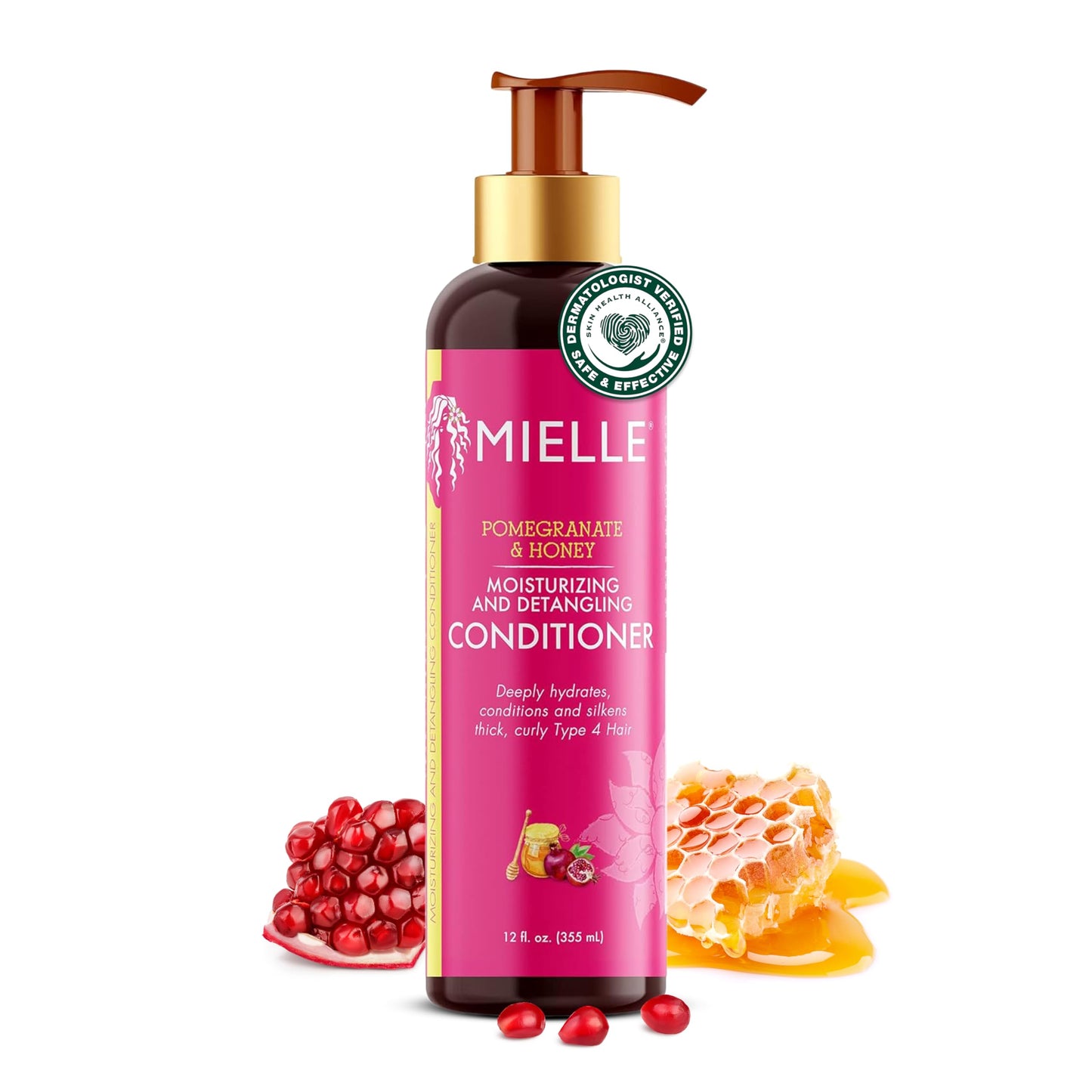 Mielle Organics Pomegranate & Honey Detangling Conditioner for Curly Hair - Deep Moisturizing Conditioner to Help Strengthen Strands, Prevents