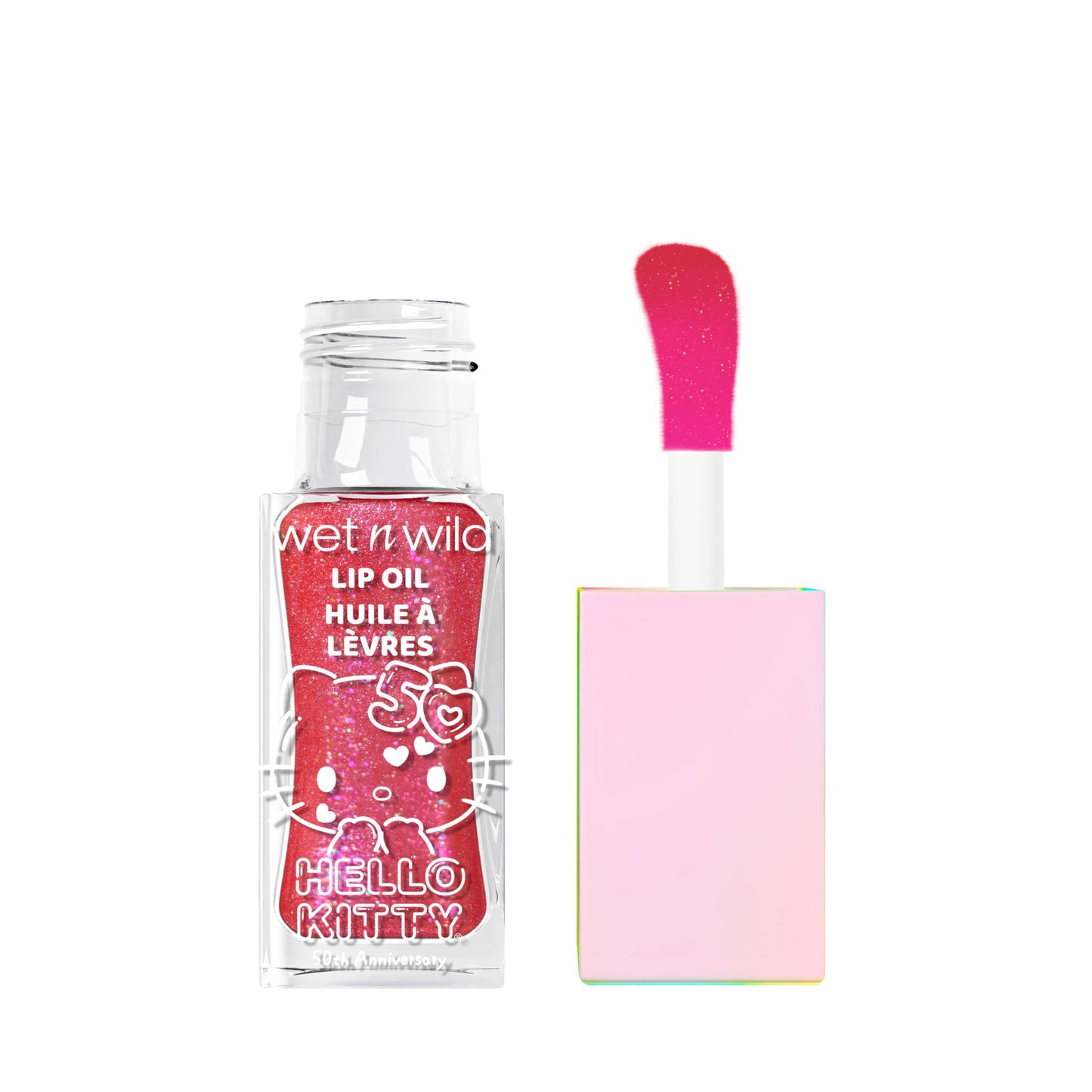 wet n wild Hello Kitty Glitter Lip Oil, New 10 Oil Infused Formula, Warm Apple Pie Lightly Scented, Sparkly Bold Colors, Cruelty-Free & Vegan -