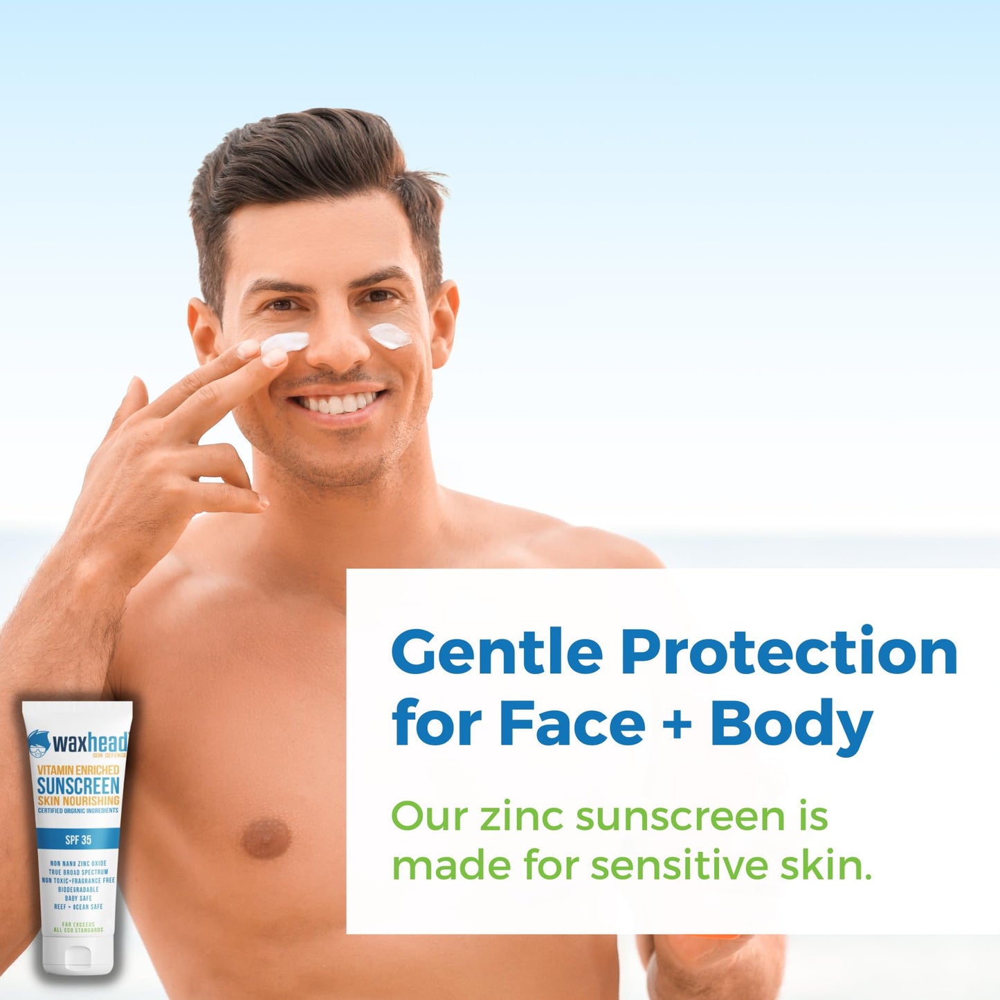 Waxhead Non-Nano Zinc Oxide Sunscreen, EWG Sunscreen with Zinc Oxide for Face & Body, Mineral Natural Non-Toxic Pure Sunblock, Biodegradable Cream