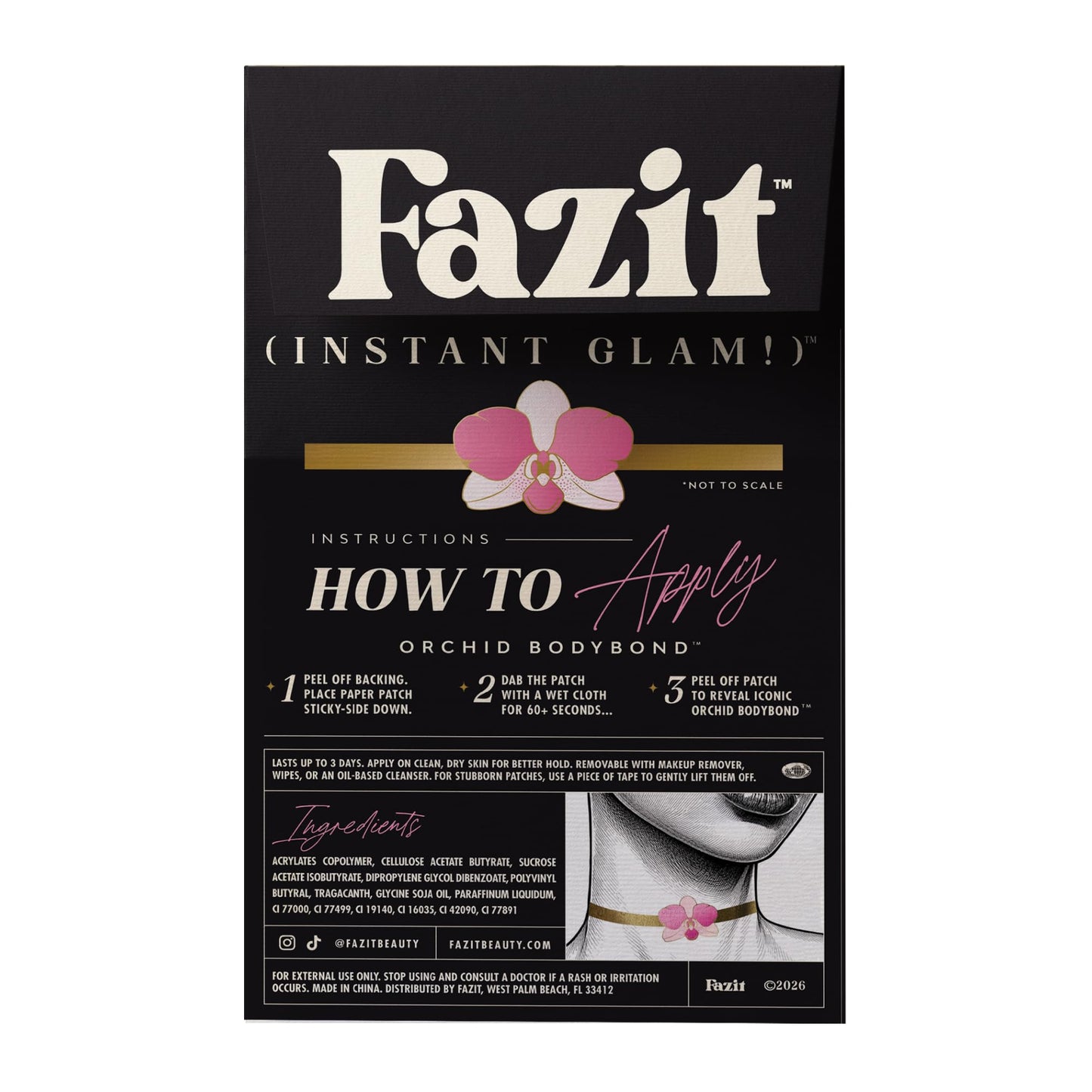 Fazit Makeup Patches - Orchid Bodybond - Glow Up Make-Up Patches - Cute Glitter Makeup Accessories for Women - Cosmetic Body Glitter