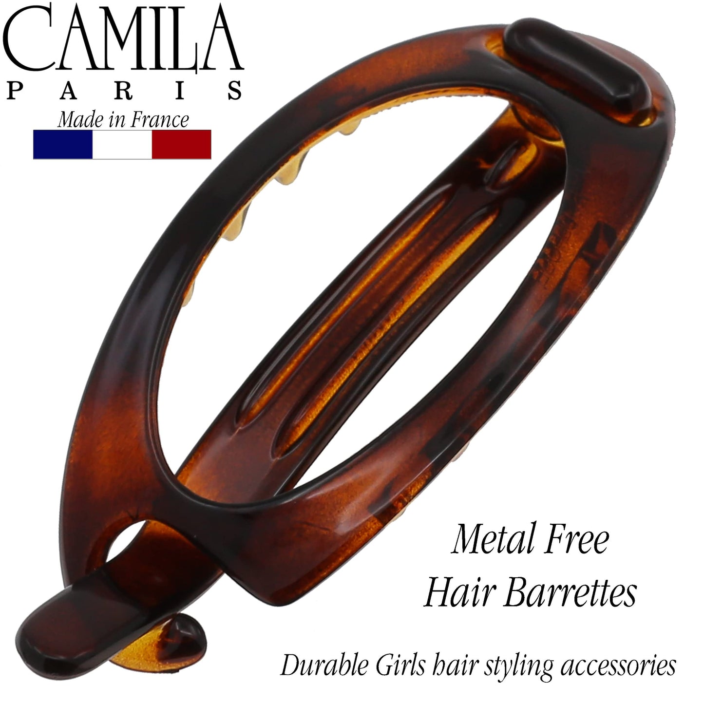 Camila Paris CP2316 French Hair Barrette Clip, Flexible Ponytail Holder No Metal Parts, Strong Hold Grip Hair Clips for Women, No Slip and Durable