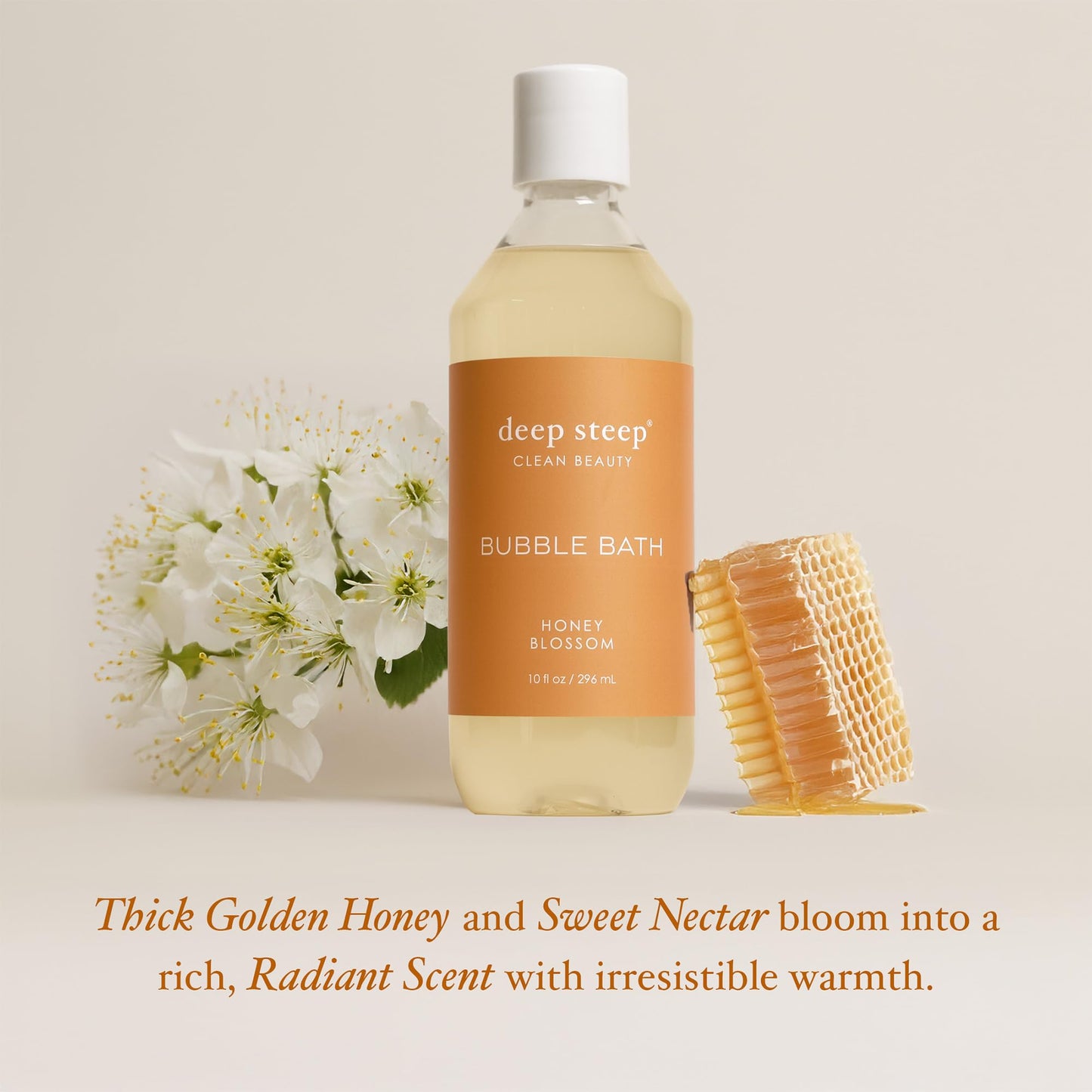 Deep Steep Bubble Bath, Honey Blossom, 10 oz - Soothing Soak with Shea Butter, Argan Oil, Aloe Vera & Coconut Oil - Vegan, Sulfate-Free, PH-Balanced