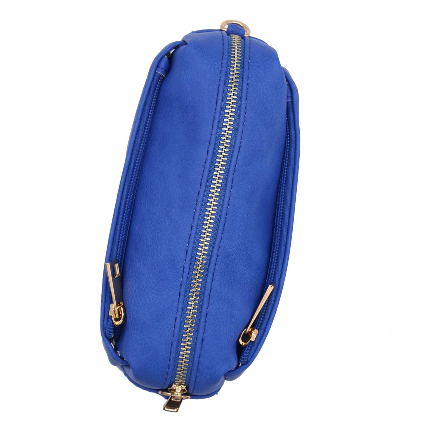 FashionPuzzle Triple Zip Small Crossbody Bag (Royal Blue)
