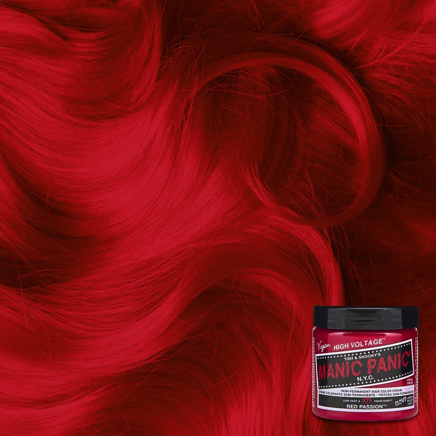 MANIC PANIC Classic Red Passion Semi Permanent Hair Color - Medium Cherry Red Hair Dye for Women & Men That Lasts 4-6 Weeks - Vegan, Ammonia