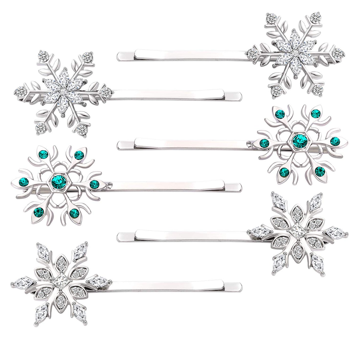Christmas Bow Snowflake Hair Clip Hairpin Festive Gift Bows Rhinestone Snowflake Alligator Clips Xmas Holiday Party Hair Accessories Gift (Snowflake)