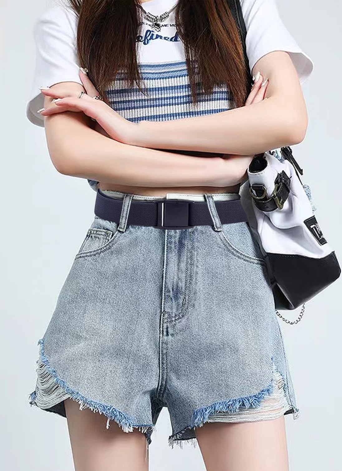 Gelante Women Invisible Belt - Elastic Adjustable Slimming No Show - 2045-Navy (14+)