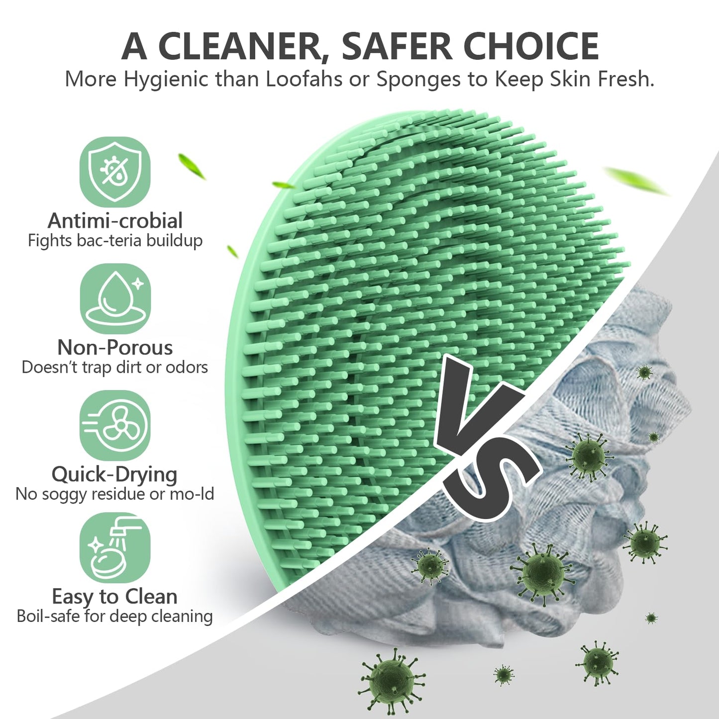 Silicone Body and Face Scrubber Set 3 Pack, BEAUTAIL Shower Bath Scrubber, Gentle Exfoliating Brush for Women Men Baby Sensitive Skin, More Hygienic Beauty and Personal Care BEAUTAIL
