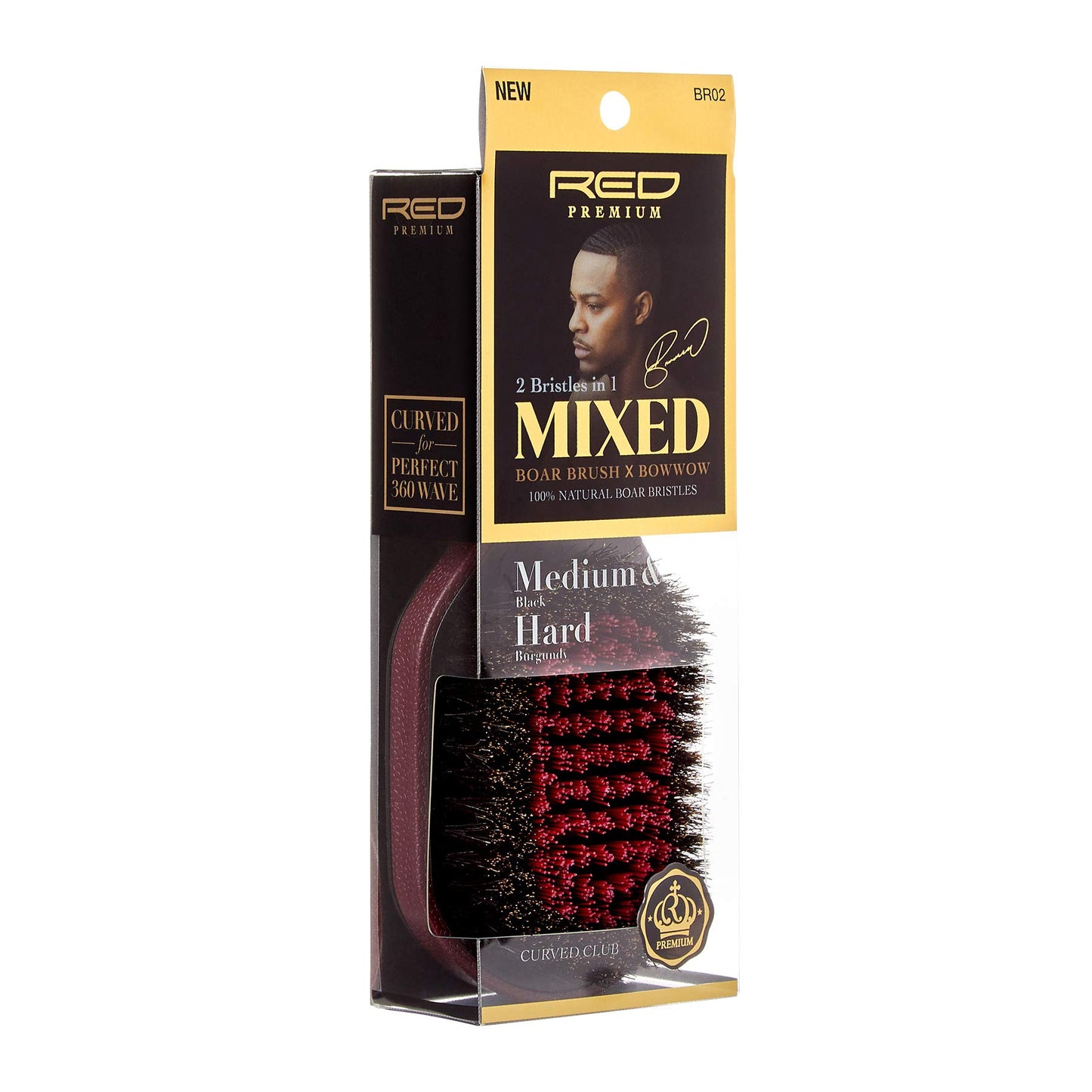 Red Premium 2 Bristles In 1 Body Mixed Club Boar Brush X BowWow (Medium&Hard)