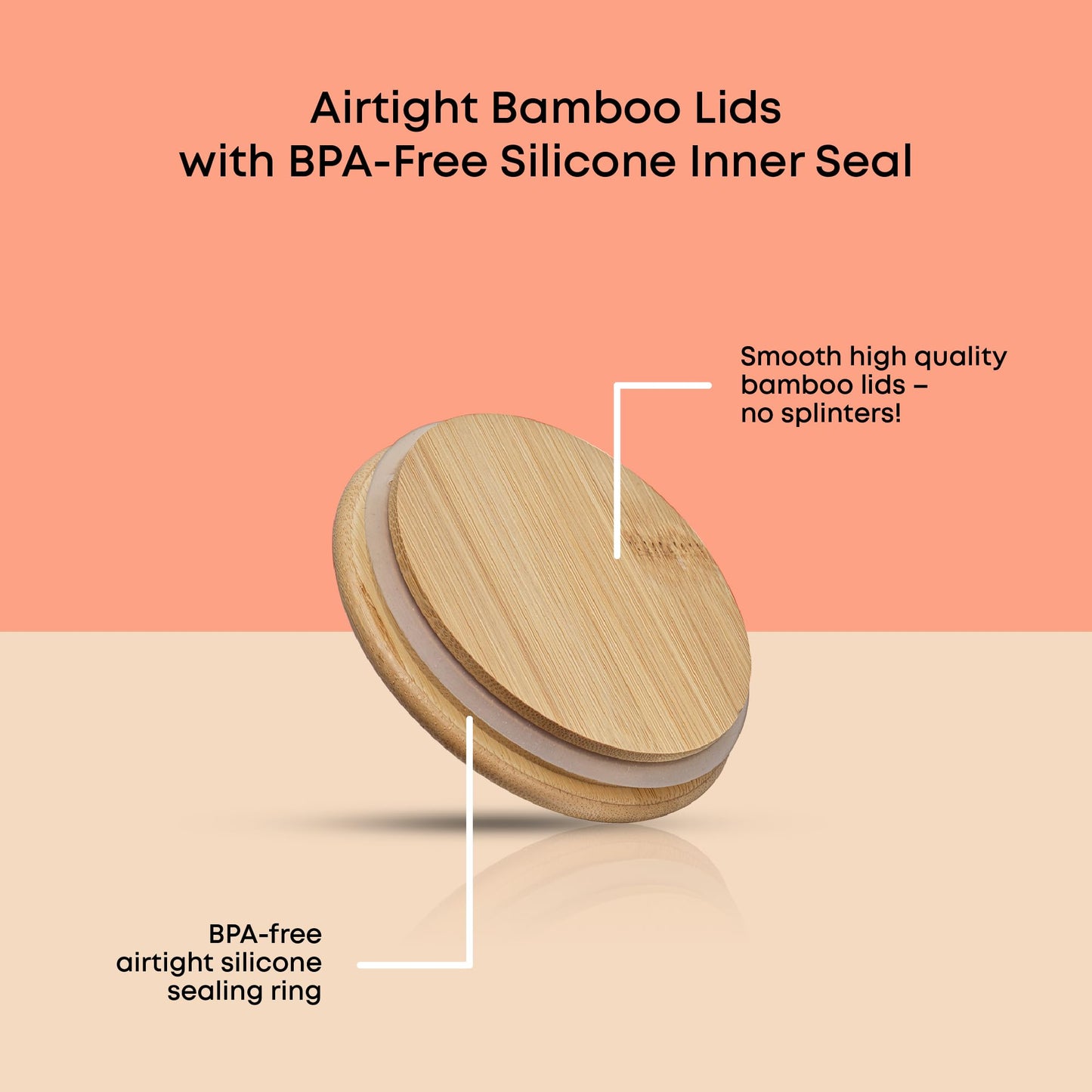 JoyJolt Borosilicate Glass Jars With Bamboo Lids. 6 Pc Set of Air Tight Sealable Containers. Food Jar Canisters with Airtight Lid for Pantry Storage…