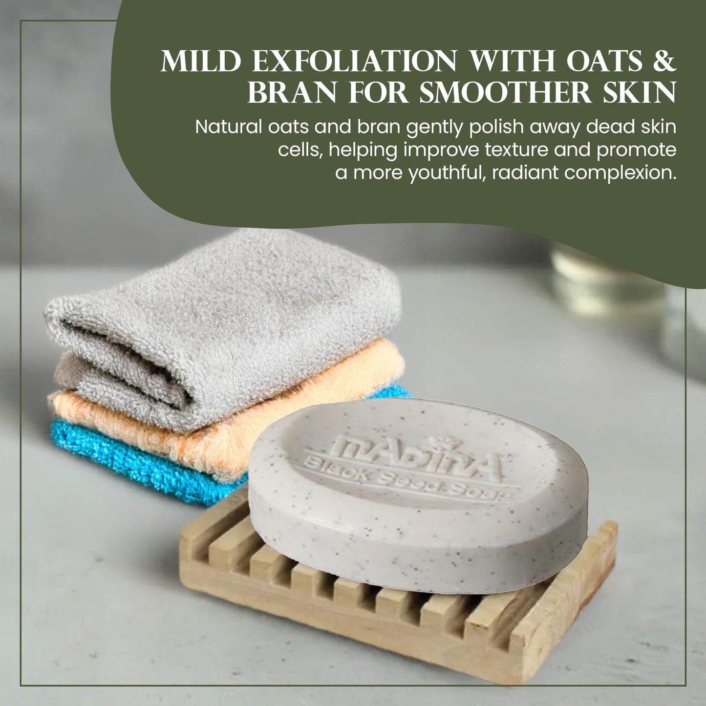 Madina Black Seed Soap Bar - Moisturizing, Anti-Aging, Deep Cleansing, Black Seed Oil, Shea Butter, Jojoba Oil, Plant-Based, Gentle Face & Body