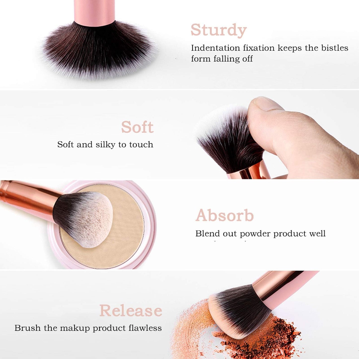Makeup Brushes DUAIU 15PCs Marble Makeup Brush Set Premium Synthetic Kabuki Powder Blush Contour Foundation Concealer Eyeshadow Brushes with Makeup