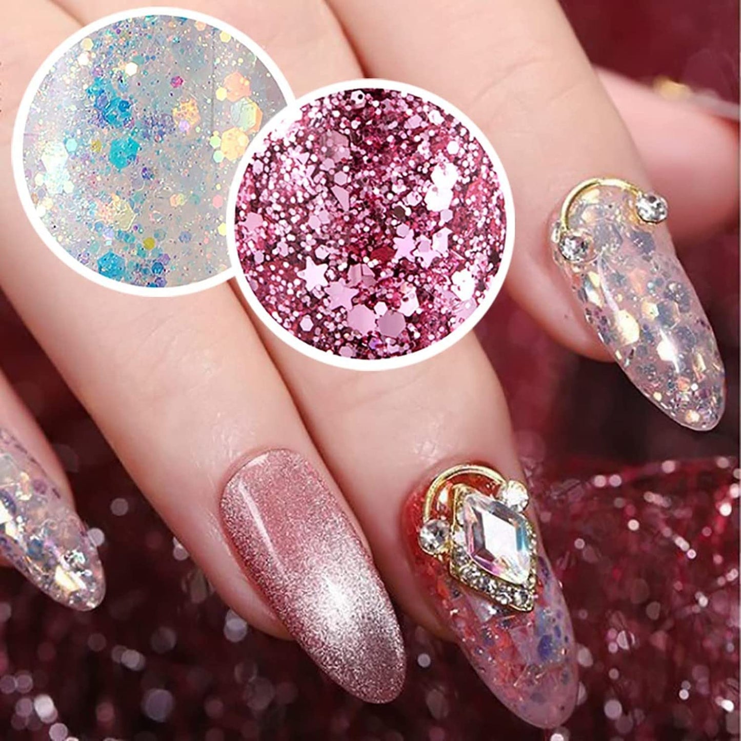 MAEPEOR Chunky Face Body Glitter Gel 19 Colors Mermaid Sequins Holographic Body Glitter Gel Long-Lasting Festival Makeup Glitter Paint for Face Body