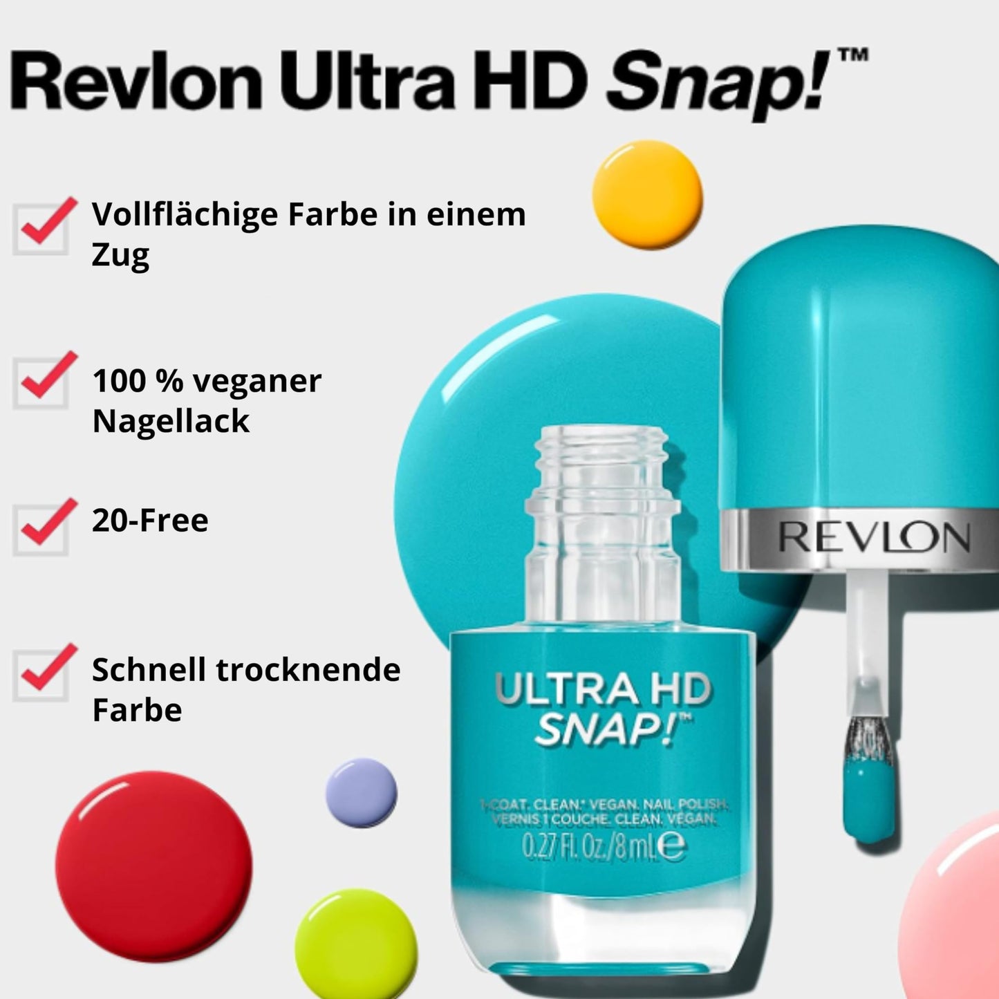 REVLON Ultra HD Snap Nail Color, Natural Rich Glossy Polish, 100% Vegan Formula, No Base or Top Coat Needed, 001 Early Bird, 0.27 fl oz