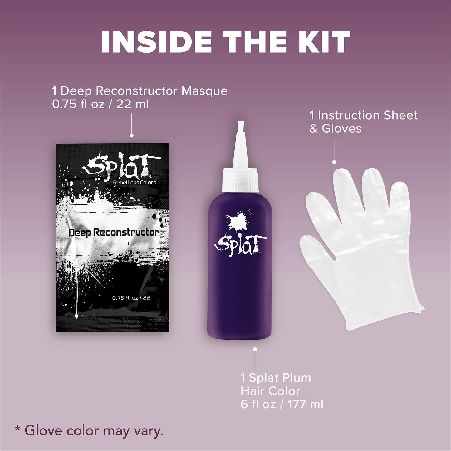 Splat | Midnight Complete Kit | Hair Dye | Semi-Permanent | Long Lasting | Vegan and Cruelty-Free (Midnight Plum)