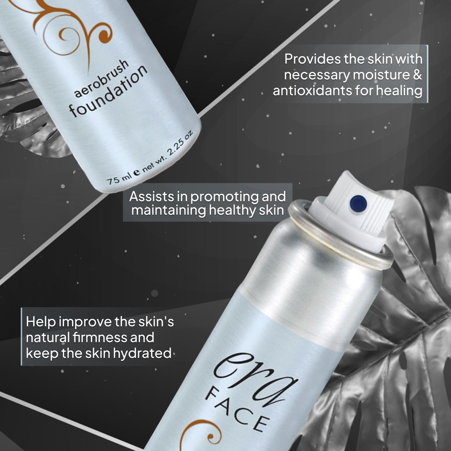 ERA Face spray makeup (R9 Chestnut, 2.25 oz) - airbrush foundation, everyday, buildable, professional spray on cosmetics by Era Beauty