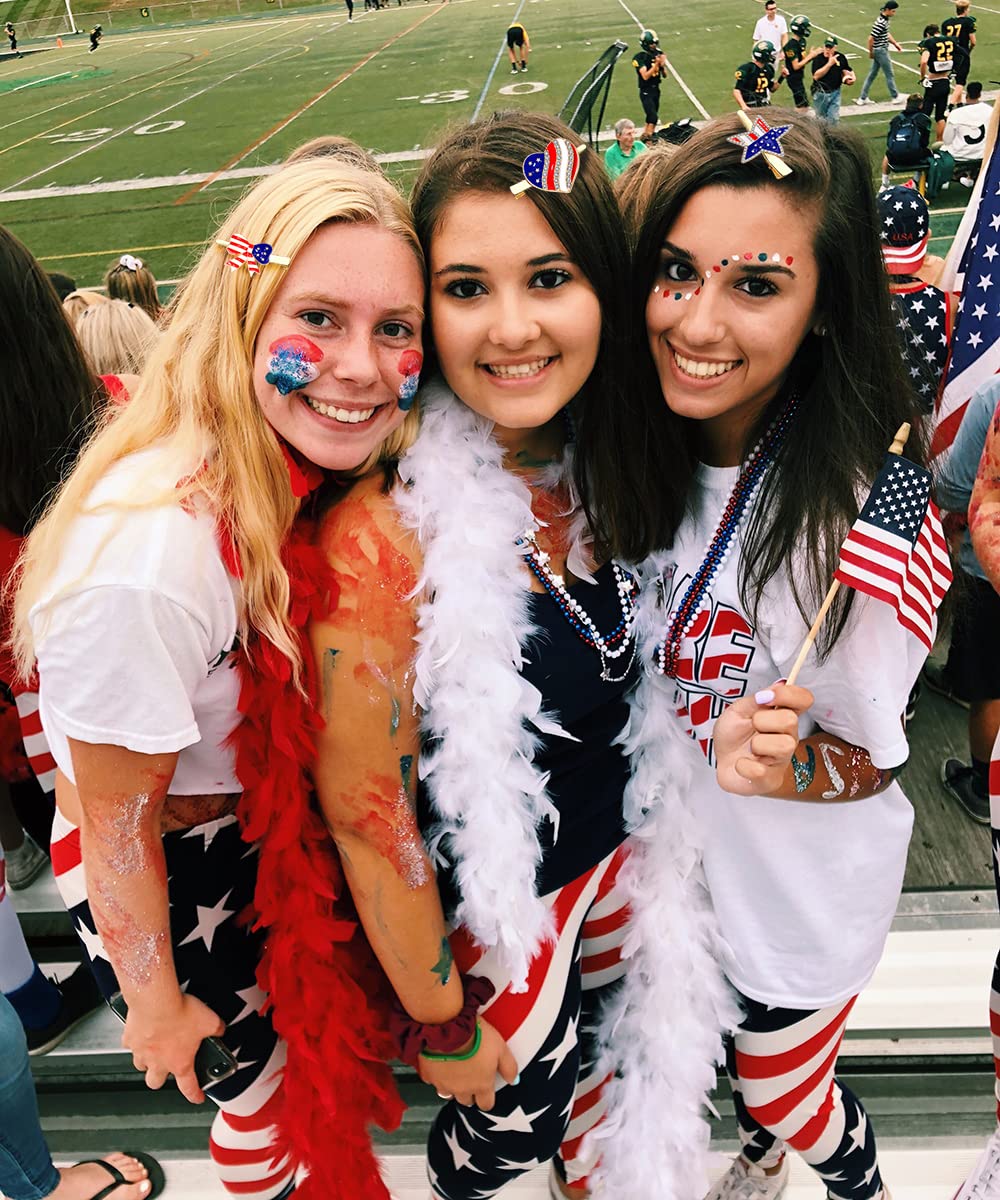 American Flag Hair Clips 4th of July Patriotic Hairpin for Women Rhinestone Heart Star Hair Barrettes Independence Day Hair Accessory Gifts