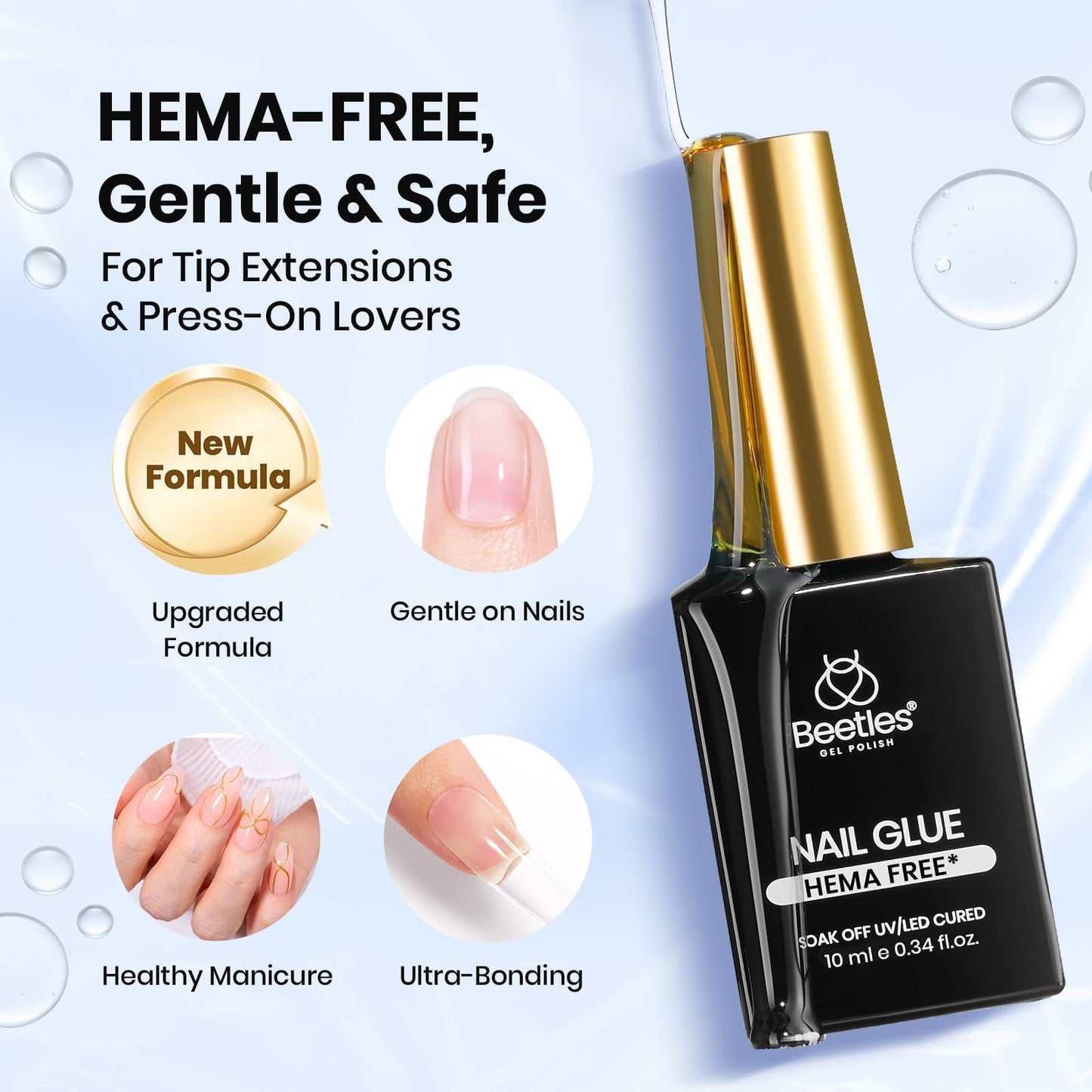 Beetles 3Pcs Gel Nail Glue Nail Dehydrator and Primer, Hema-Free & Acid Free Bond Protein Prep Kit for Nail Tips & Extensions, Long-Lasting Adhesion Beauty and Personal Care beetles Gel Polish