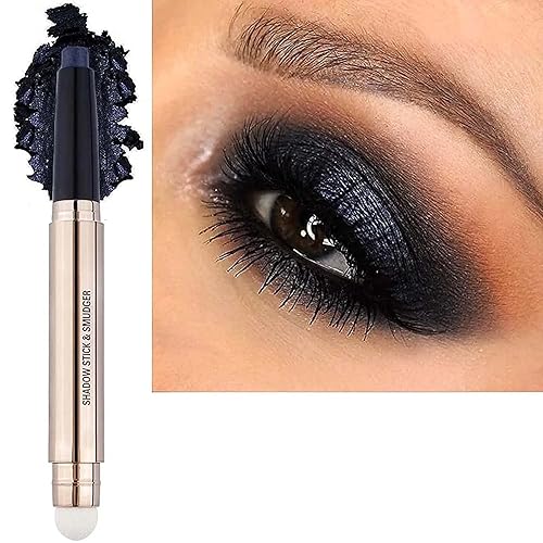 Black Eyeshadow Stick, Cream Smooth Shimmer Single Eyeshadow Pencil, Hypoallergenic Waterproof Long Lasting Eye Shadow Highlighter Stick, Blue Eye