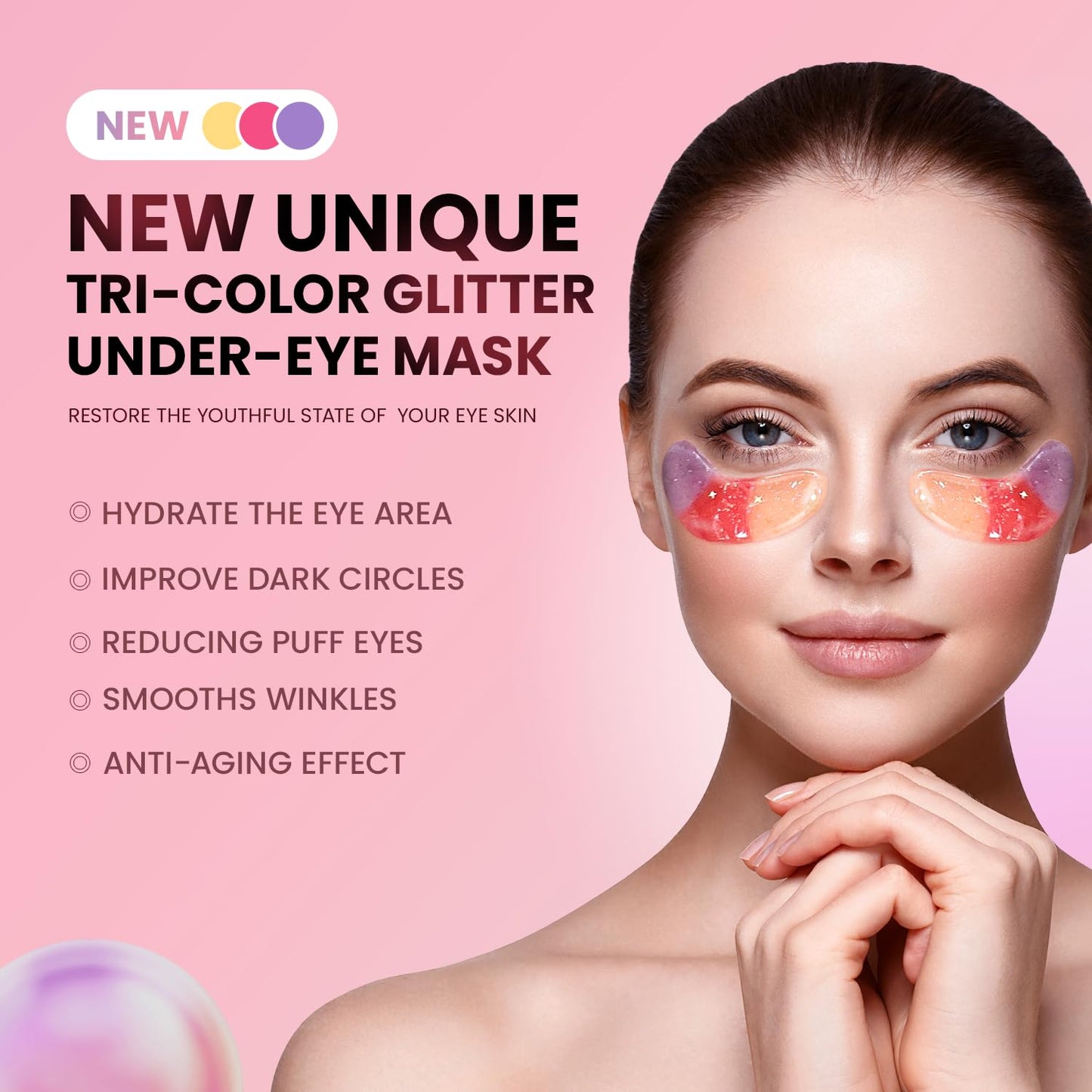 AILEORY Under Eye Patches (36 Pairs) - Tri-color Glitter Eye Gel Pads for Dark Circles, Puffy Eyes, Under eye Bags, Wrinkles | Natural Collagen Under Beauty and Personal Care AILEORY