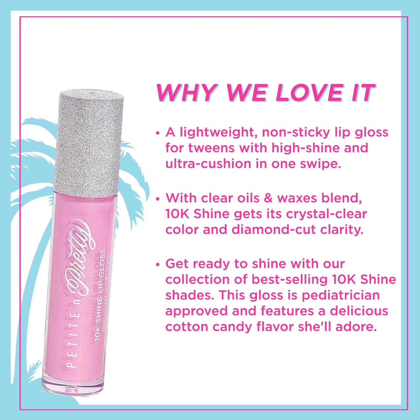 Petite 'N Pretty 10K Shine Lip Gloss for Girls (Gia Pink) - Makeup for Kids, Tweens, Teens - High Shine, Soft, Hydrating, Lightweight, Made in the USA