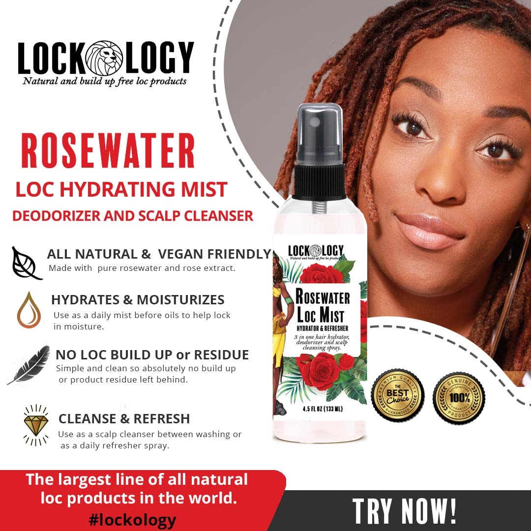 Rose Water for Locs; Rosewater for Hair Spray, Natural Hair and Loc Refresher Moisturizer; Products for Locs
