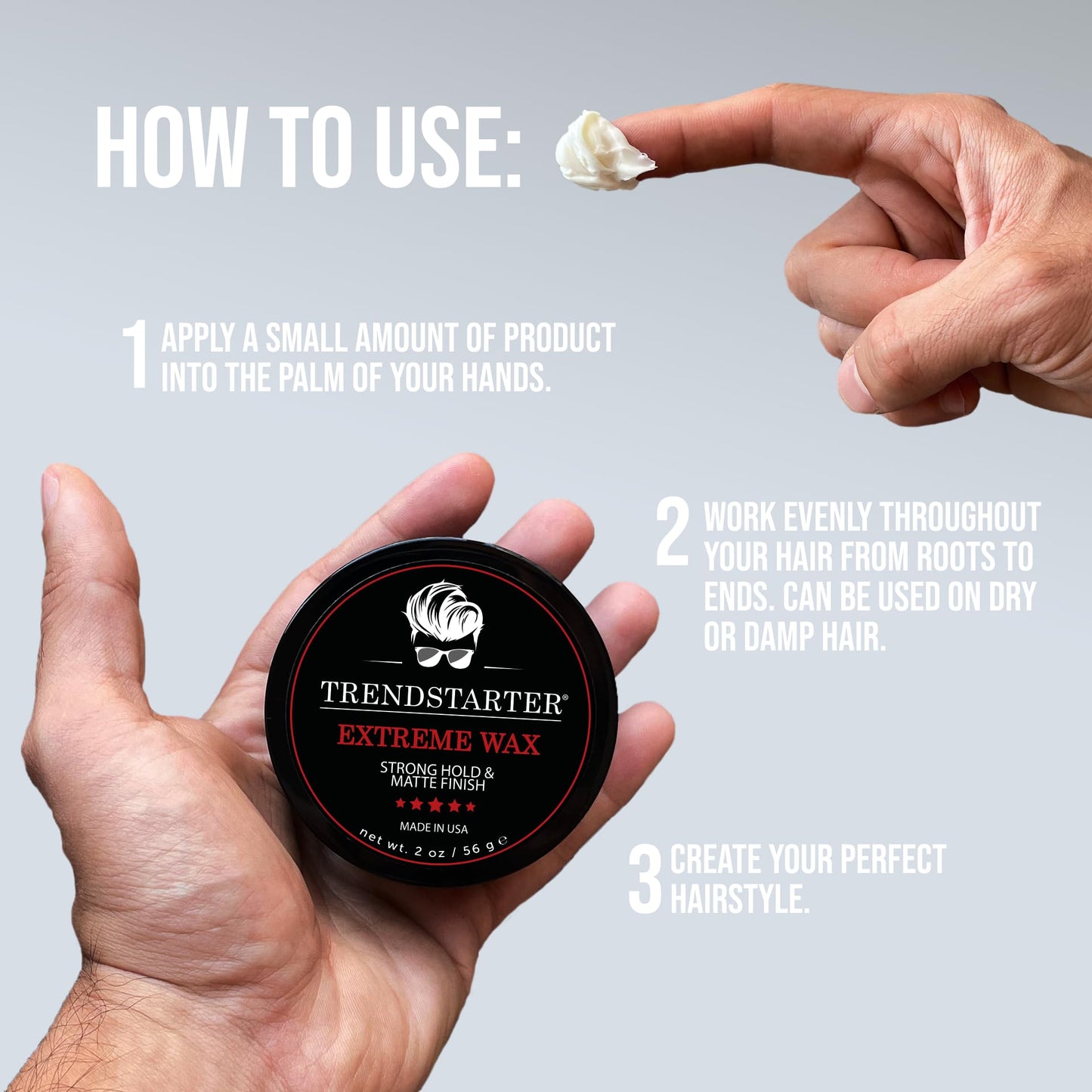 TRENDSTARTER - THICKENING FIBER (2oz) - Travel Size - Medium Hold - Matte Finish - Premium Hair Thickening Clay Pomade - Water-Based - All-Day Hold Beauty and Personal Care TRENDSTARTER