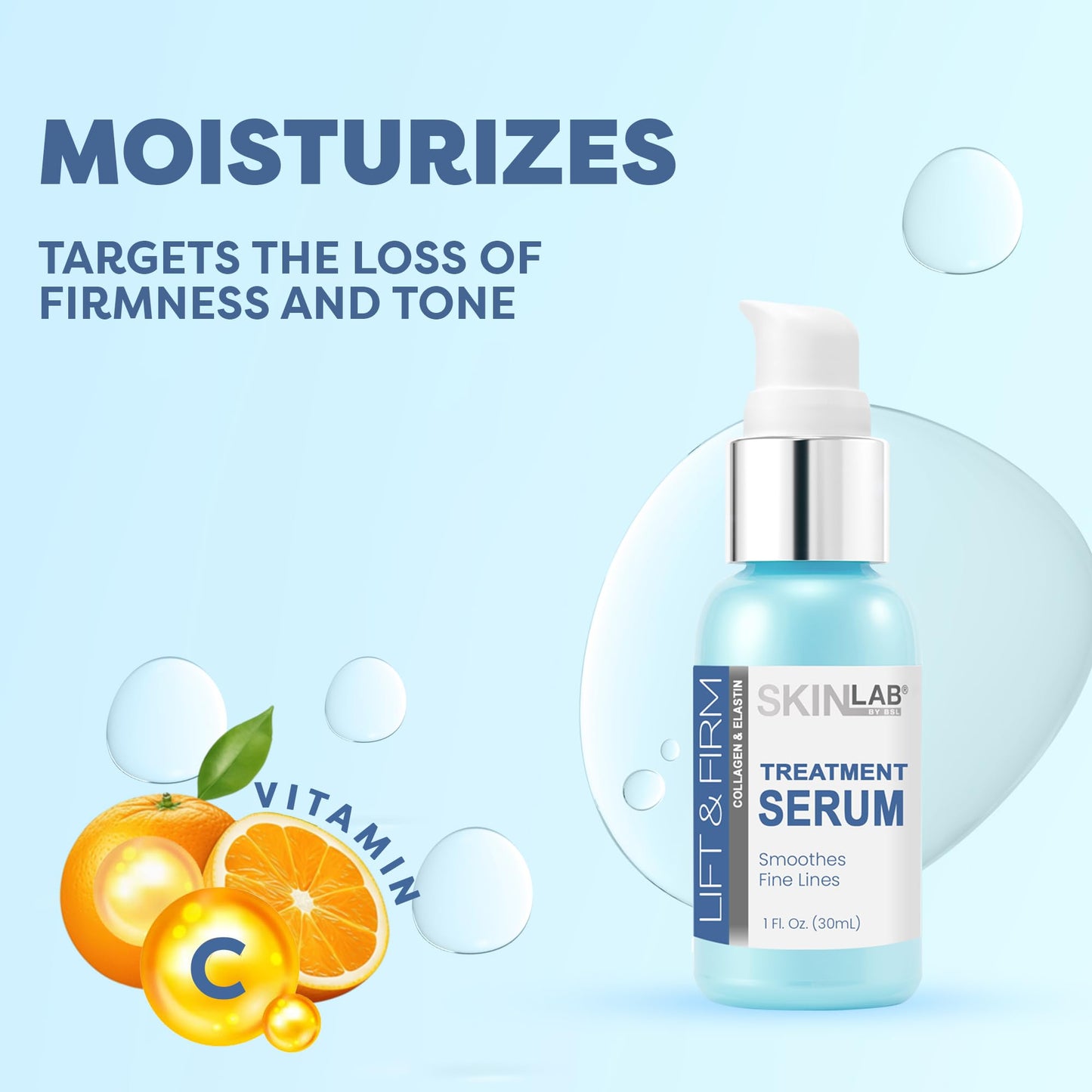 SKIN LAB Lift & Firm Serum - Collagen, Vitamin C & E, Dark Spot & Acne Scar Treatment, Hydrating Formula for Women, 1 oz