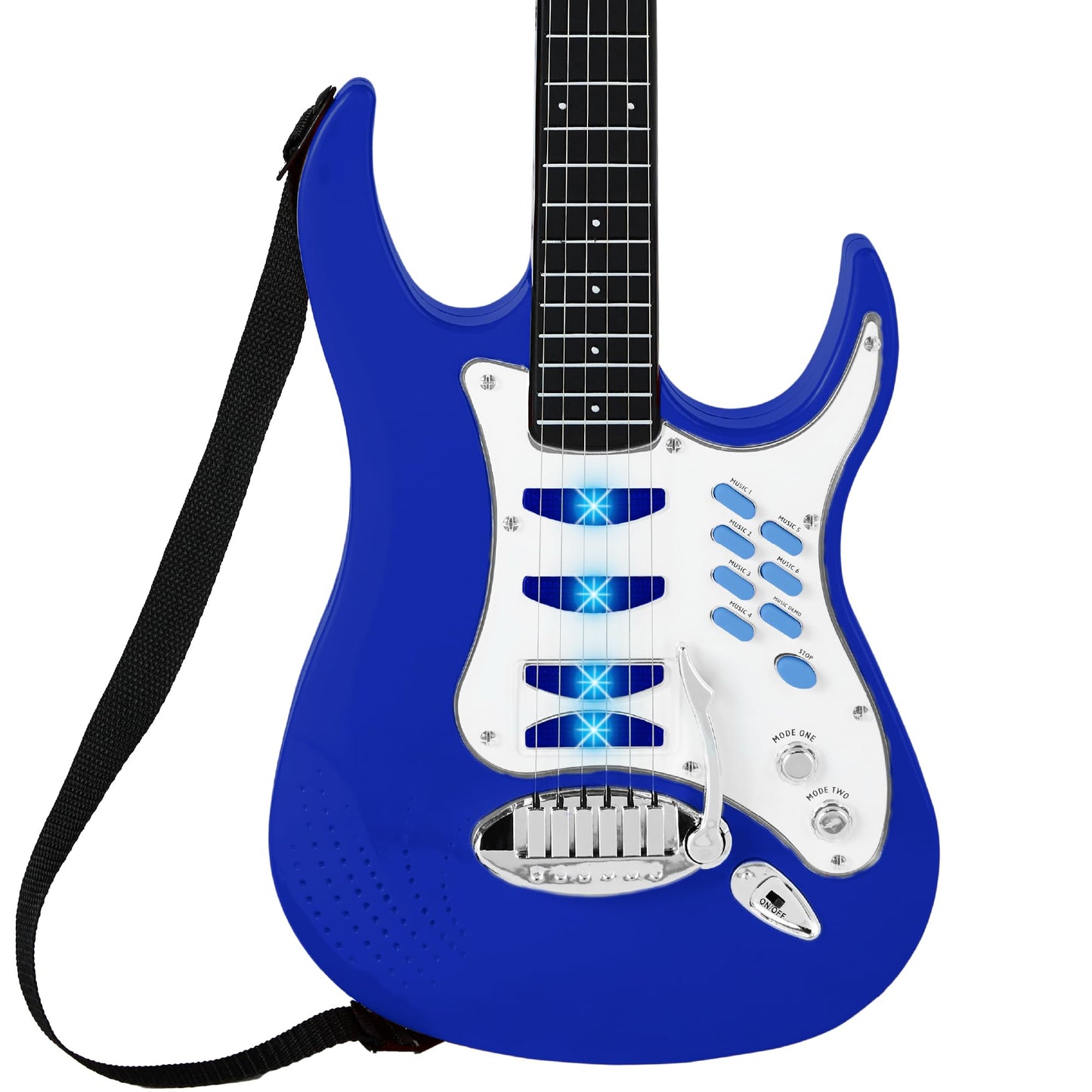 Best Choice Products Kids Electric Guitar Play Set – Toy Starter Kit with Mic, Amp, AUX, Whammy Bar, 6 Songs & Stickers – Blue