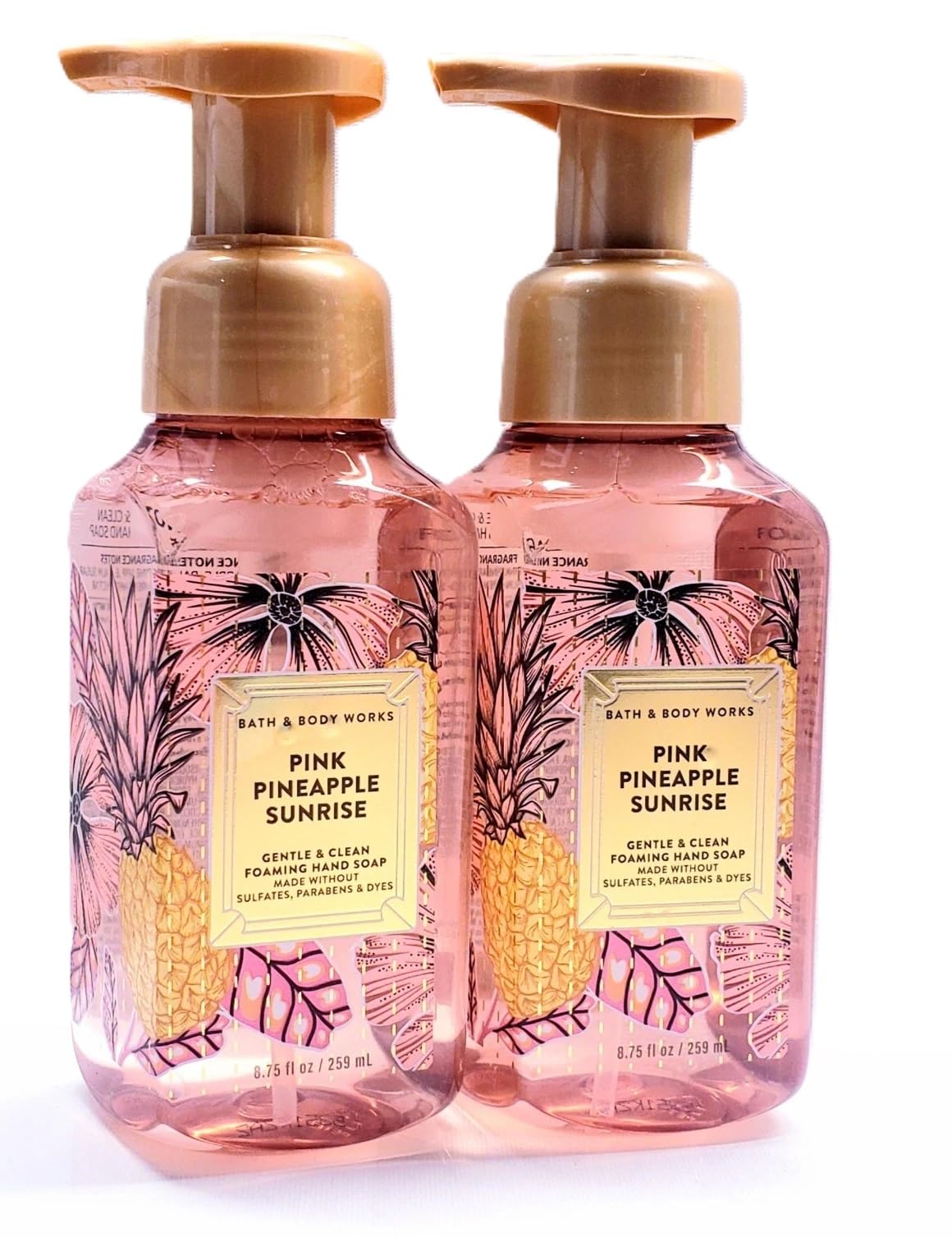 Bath and Body Works Gentle and Clean Foaming Hand Soap 8.75 oz each - Pack of 2 (Pink Pineapple Sunrise)