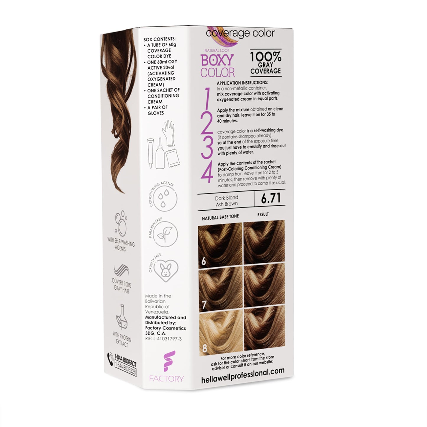 BOXY COLOR Coloring kit professional, permanent color cream hair dye with Vegetal Protein to get Hair with intense color shiny and silky. 100% Gray