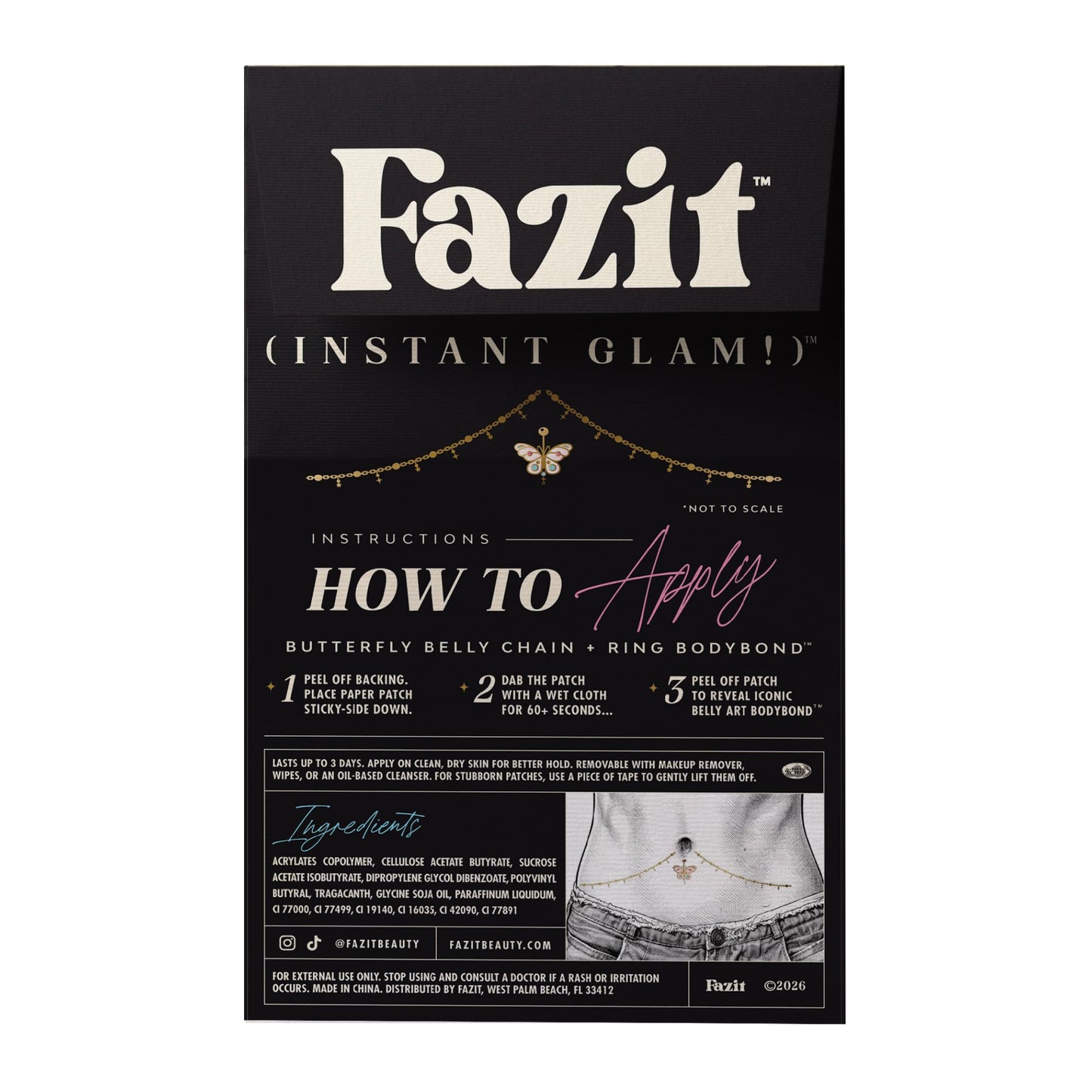Fazit Makeup Patches - Belly Chain Ring Bodybond - Glow Up Make-Up Patches - Cute Glitter Makeup Accessories for Women - Cosmetic Body Glitter