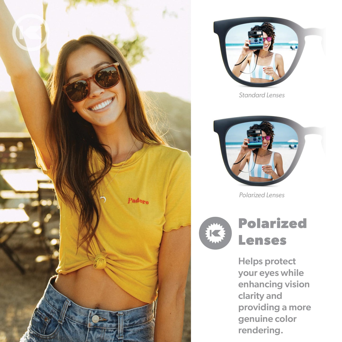 Knockaround Paso Robles Polarized Sunglasses for Women & Men - Impact Resistant Lenses & Full UV400 Protection, Blonde Tortoise Shell Frames/Brown