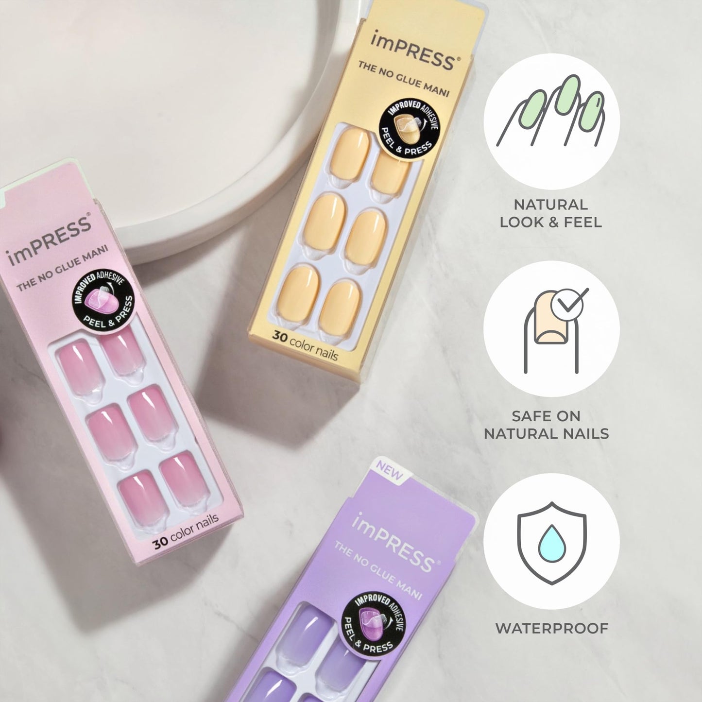 imPRESS Color Press On Nails, ‘'Sweet Mango', Solid Orange, Short Squoval, PureFit Technology, Patented Super Hold Adhesive, Chip Proof, Smudge Proof