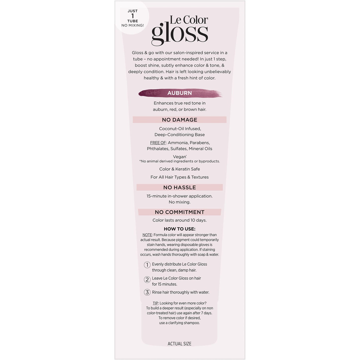 L’Oréal Paris Le Color One Step Toning Hair Gloss, Auburn, 4 Ounce
